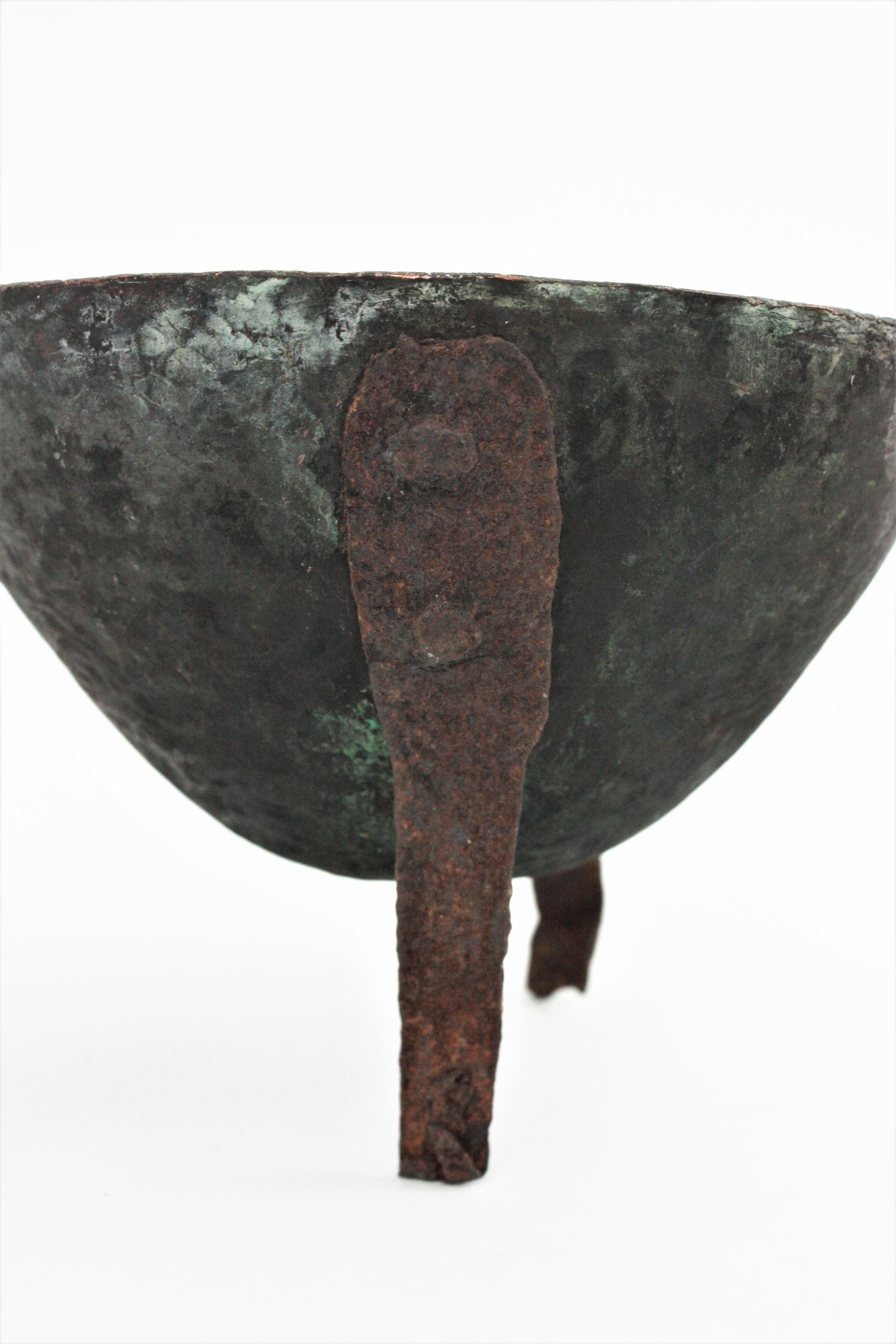 Forged Spanish Foundry Smelting Tool as Centerpiece, Copper and Iron For Sale