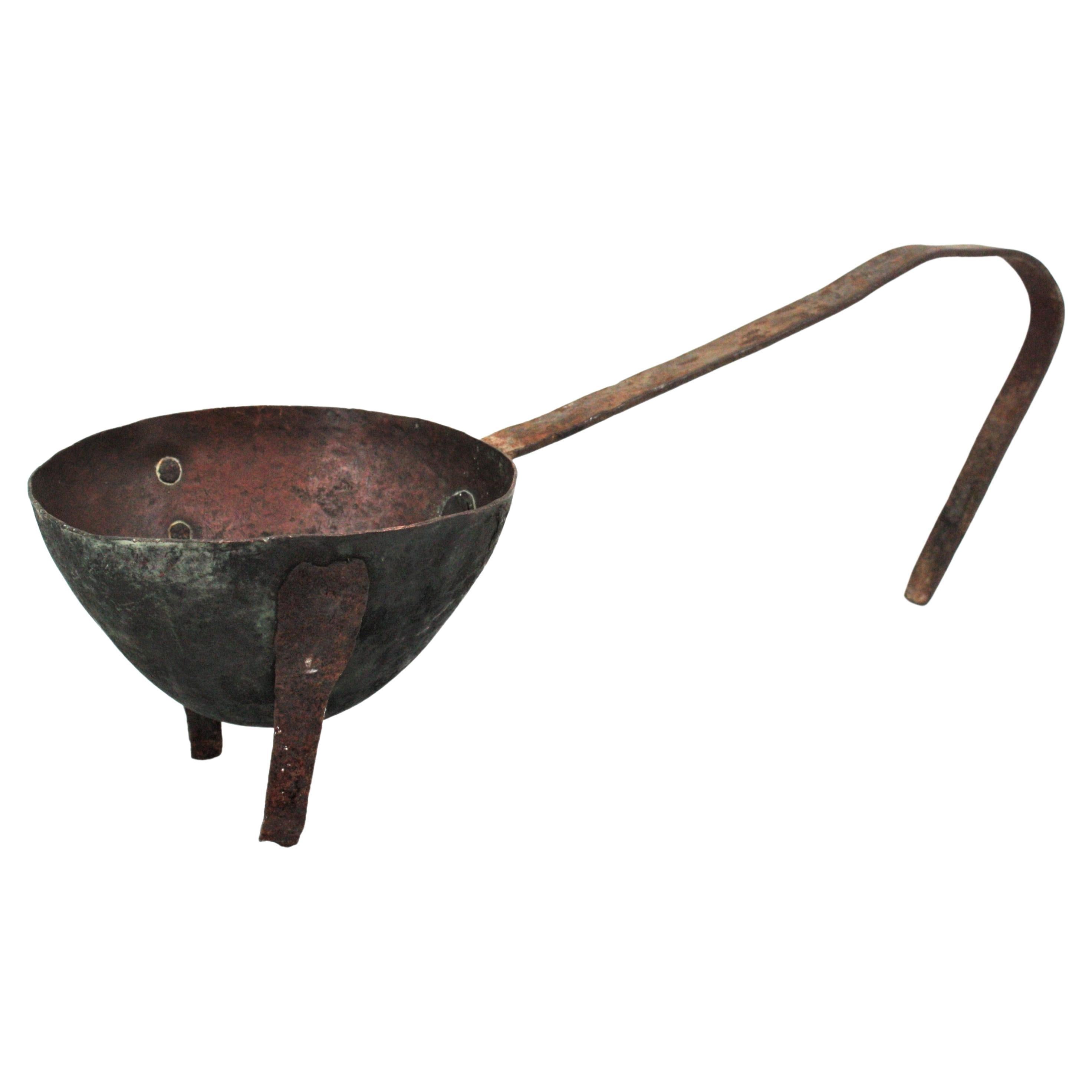 Spanish Foundry Smelting Tool as Centerpiece, Copper and Iron For Sale
