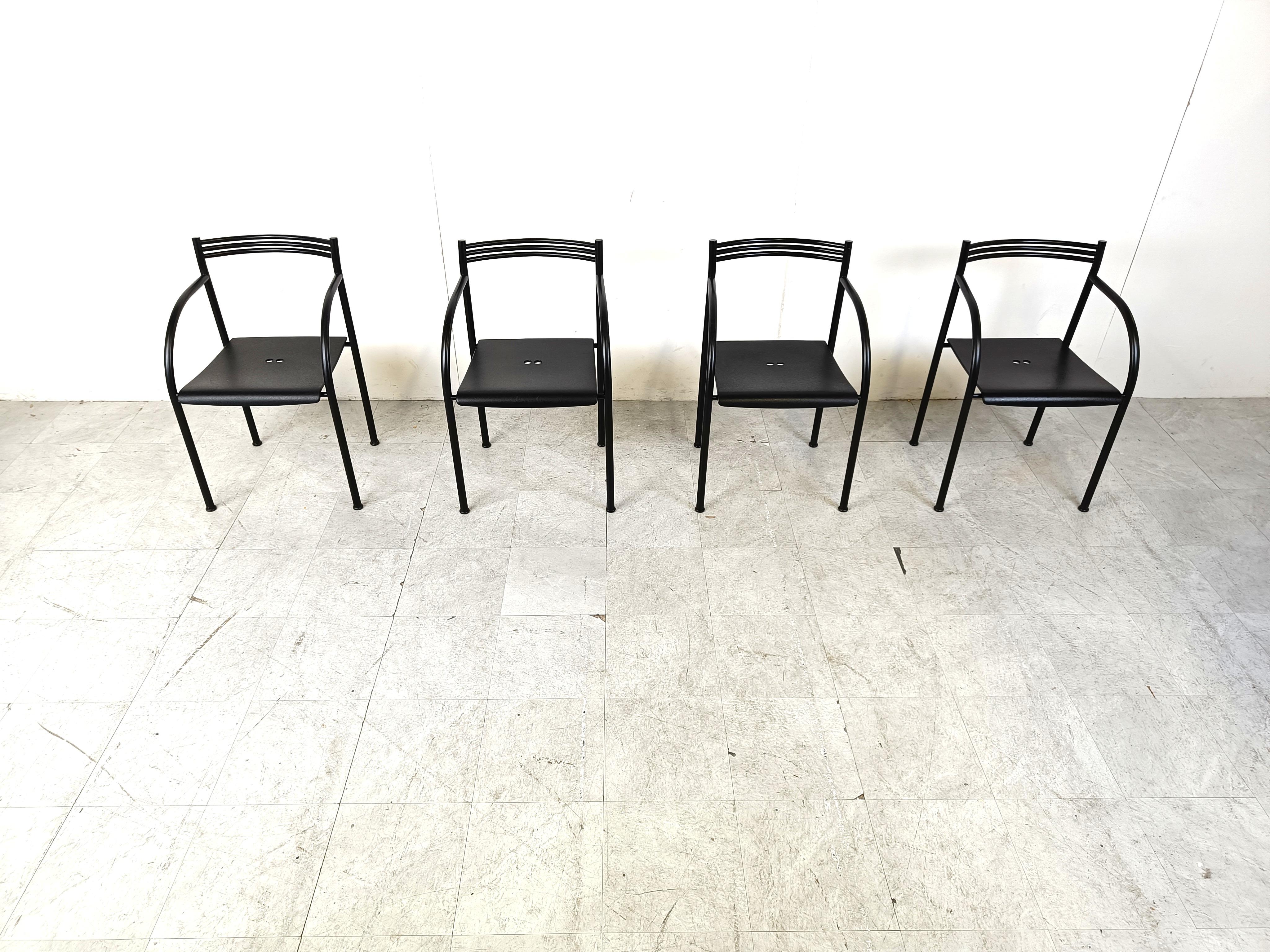Post-Modern Spanish Francesca Armchairs by Philippe Starck for Baleri Italia, 1982, Set of 4 For Sale