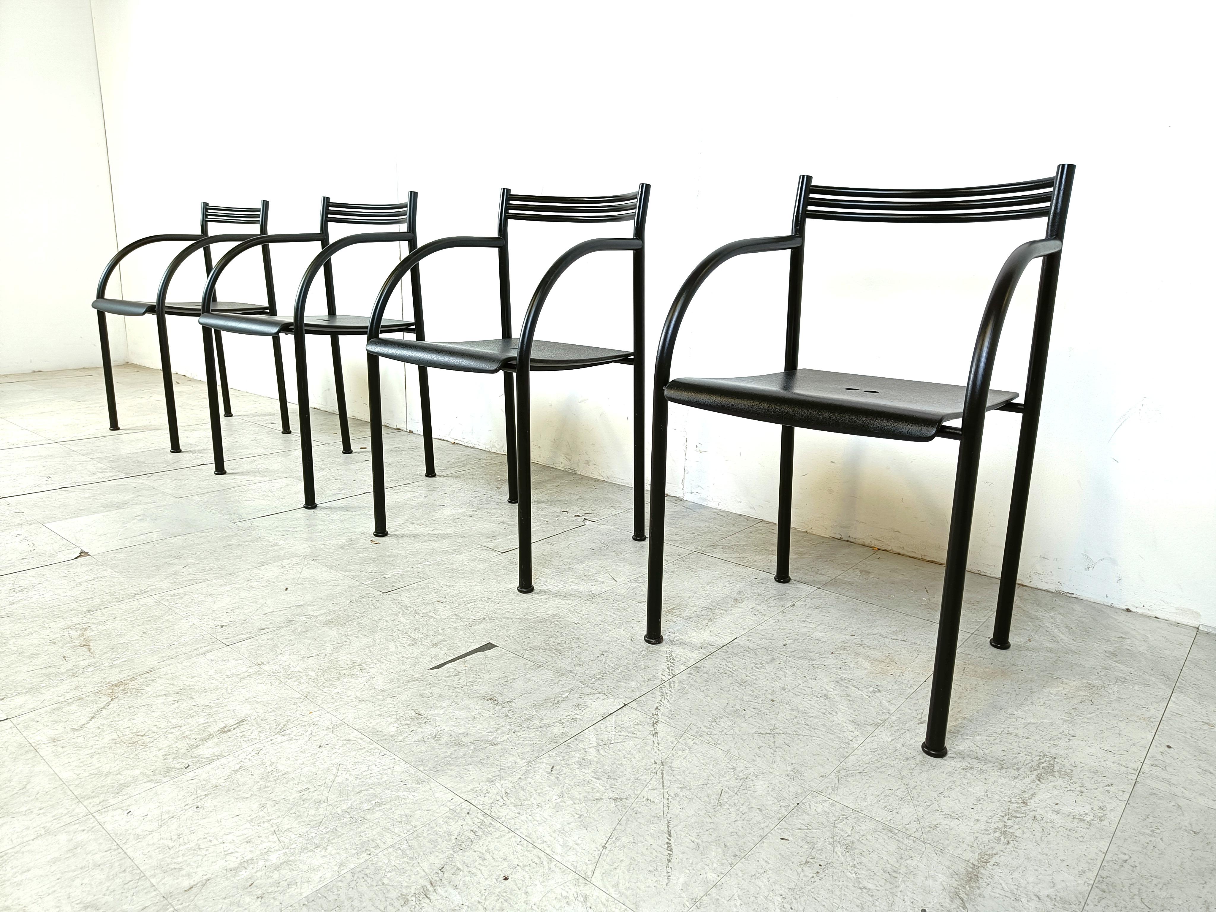 Metal Spanish Francesca Armchairs by Philippe Starck for Baleri Italia, 1982, Set of 4 For Sale