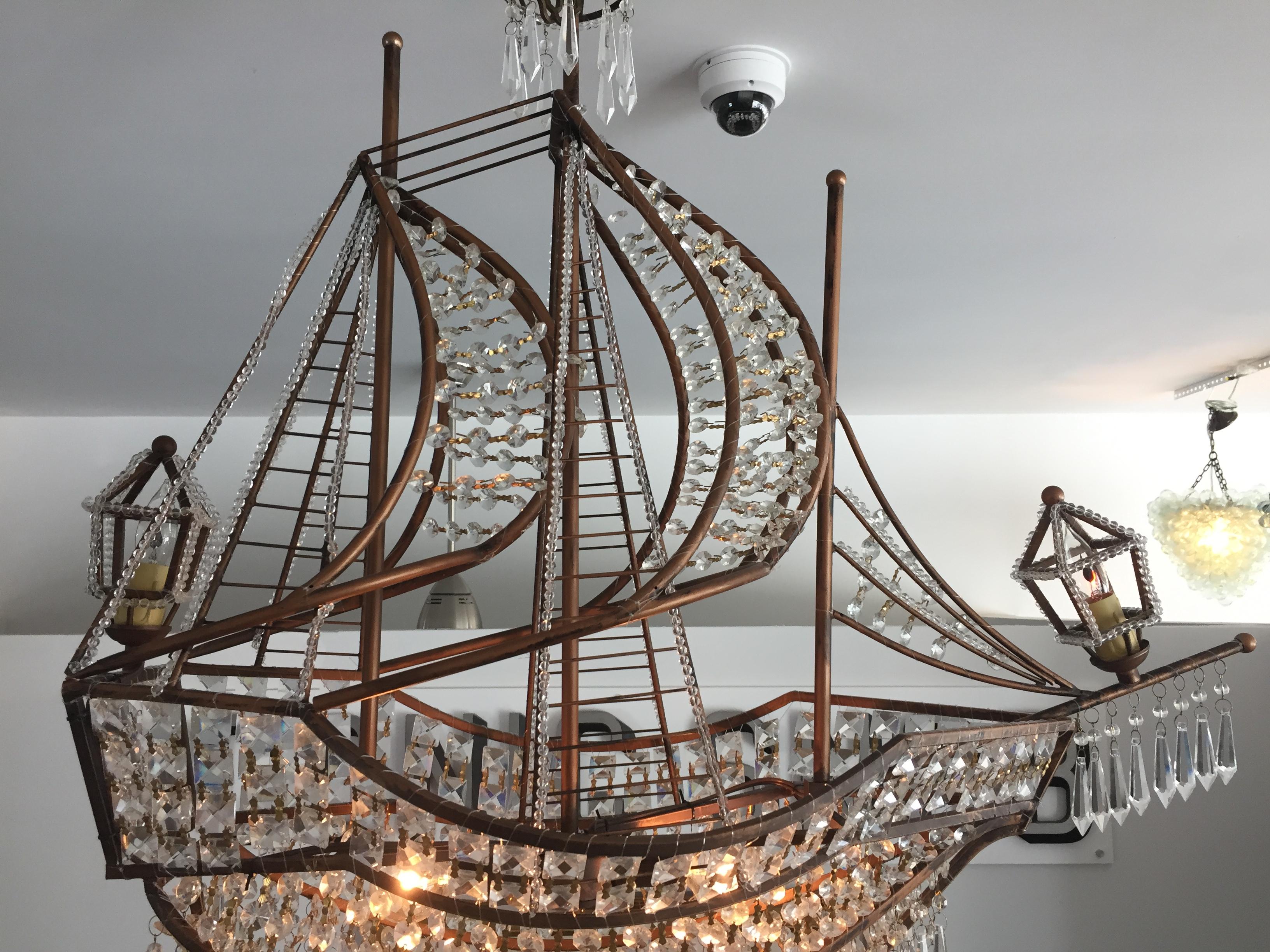 Painted Spanish Galleon Crystal Chandelier