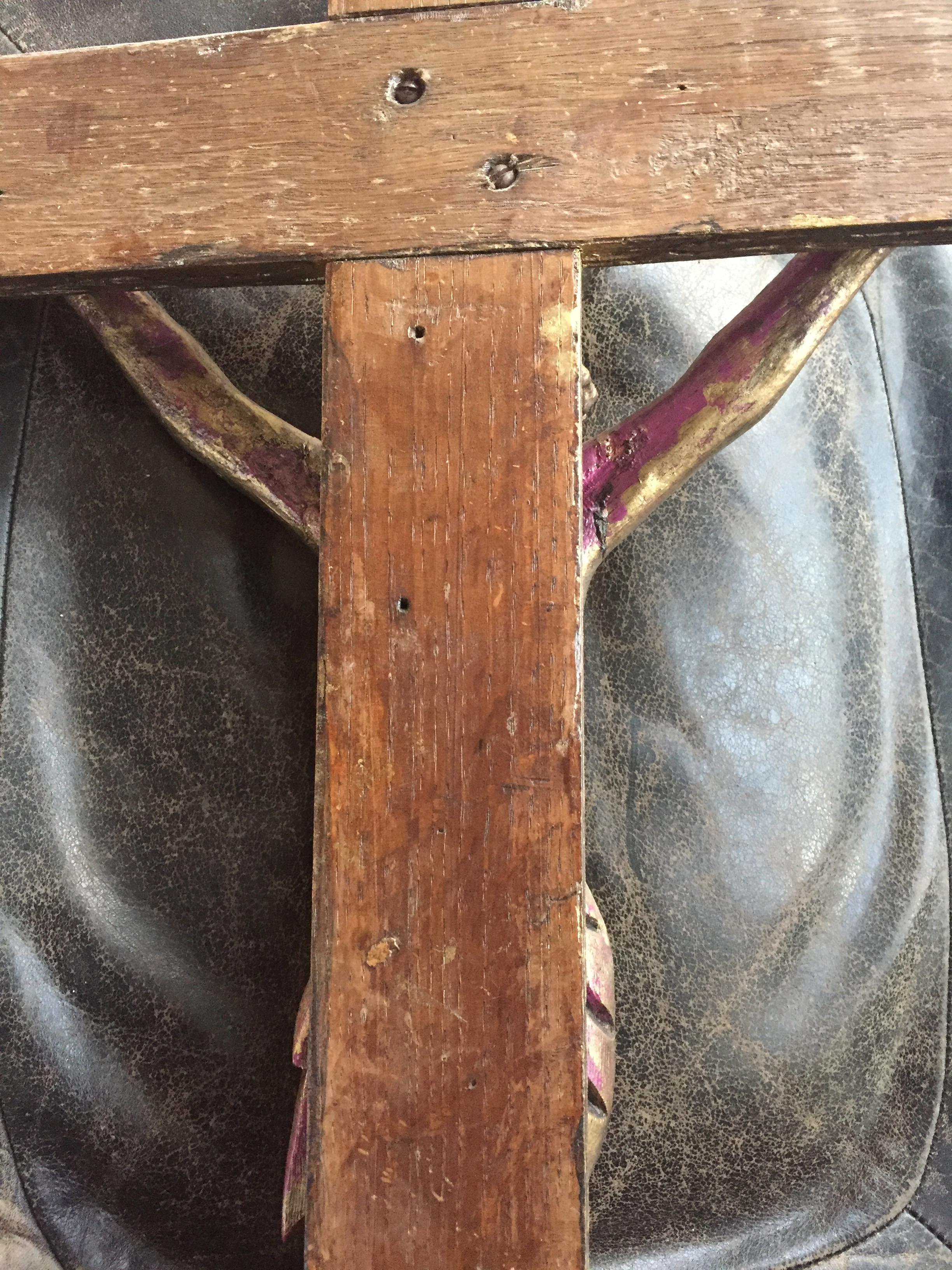 Hand-Carved Spanish Gaudi Style Carved Wood Crucifix For Sale