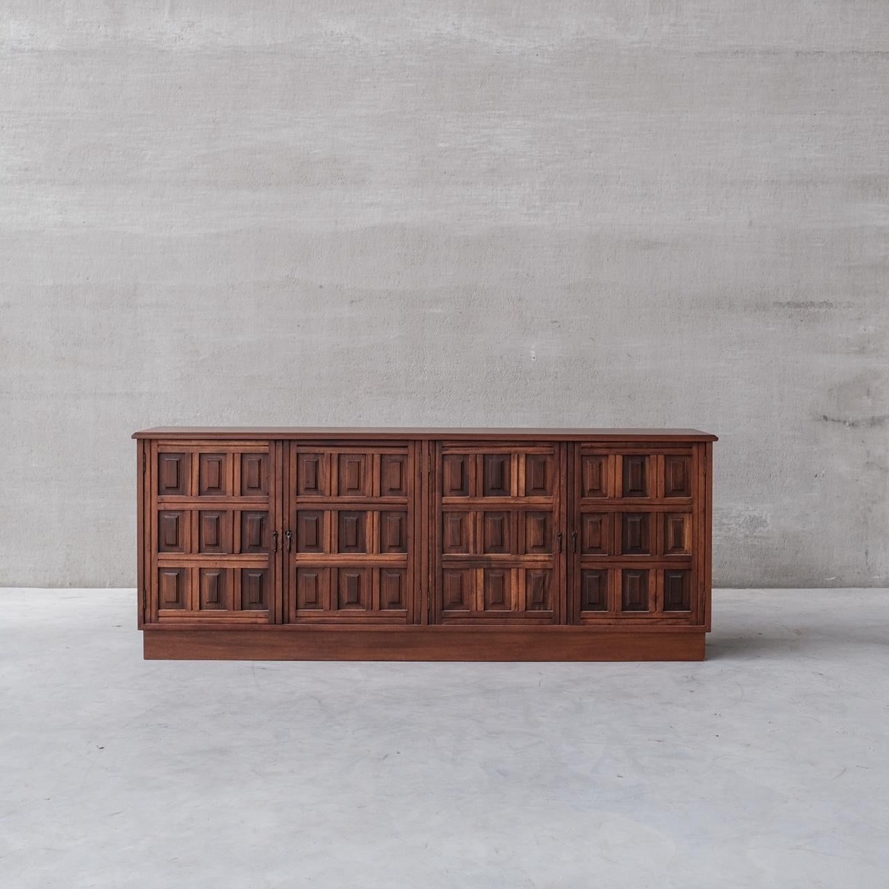 Spanish Geometric Brutalist Midcentury Sideboard 8