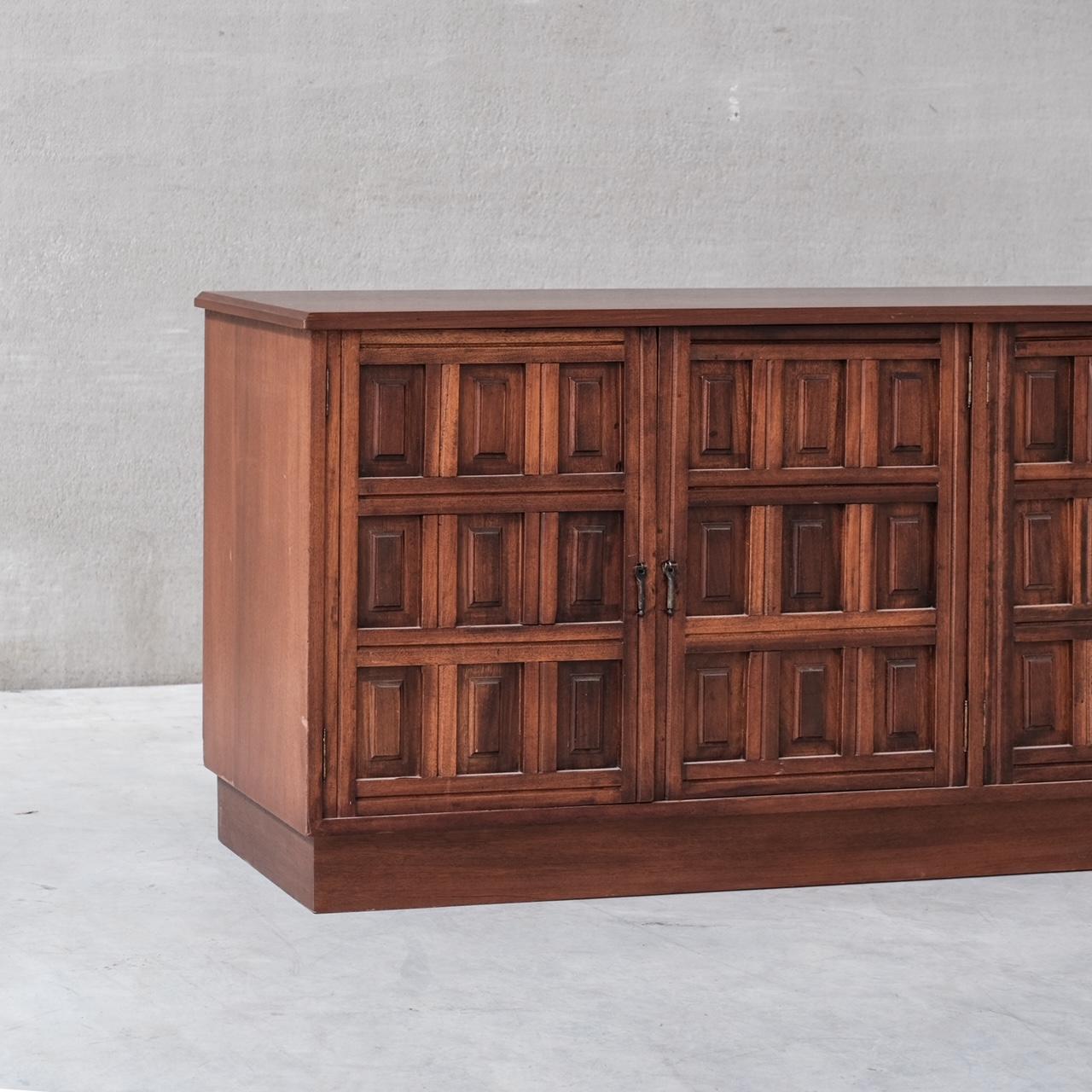 Spanish Geometric Brutalist Midcentury Sideboard In Excellent Condition In London, GB