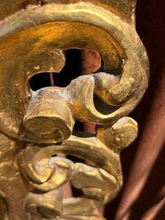 Spanish Rococo Revival Gilt and Gesso Wall Mirror, Wood Frame, 1940s