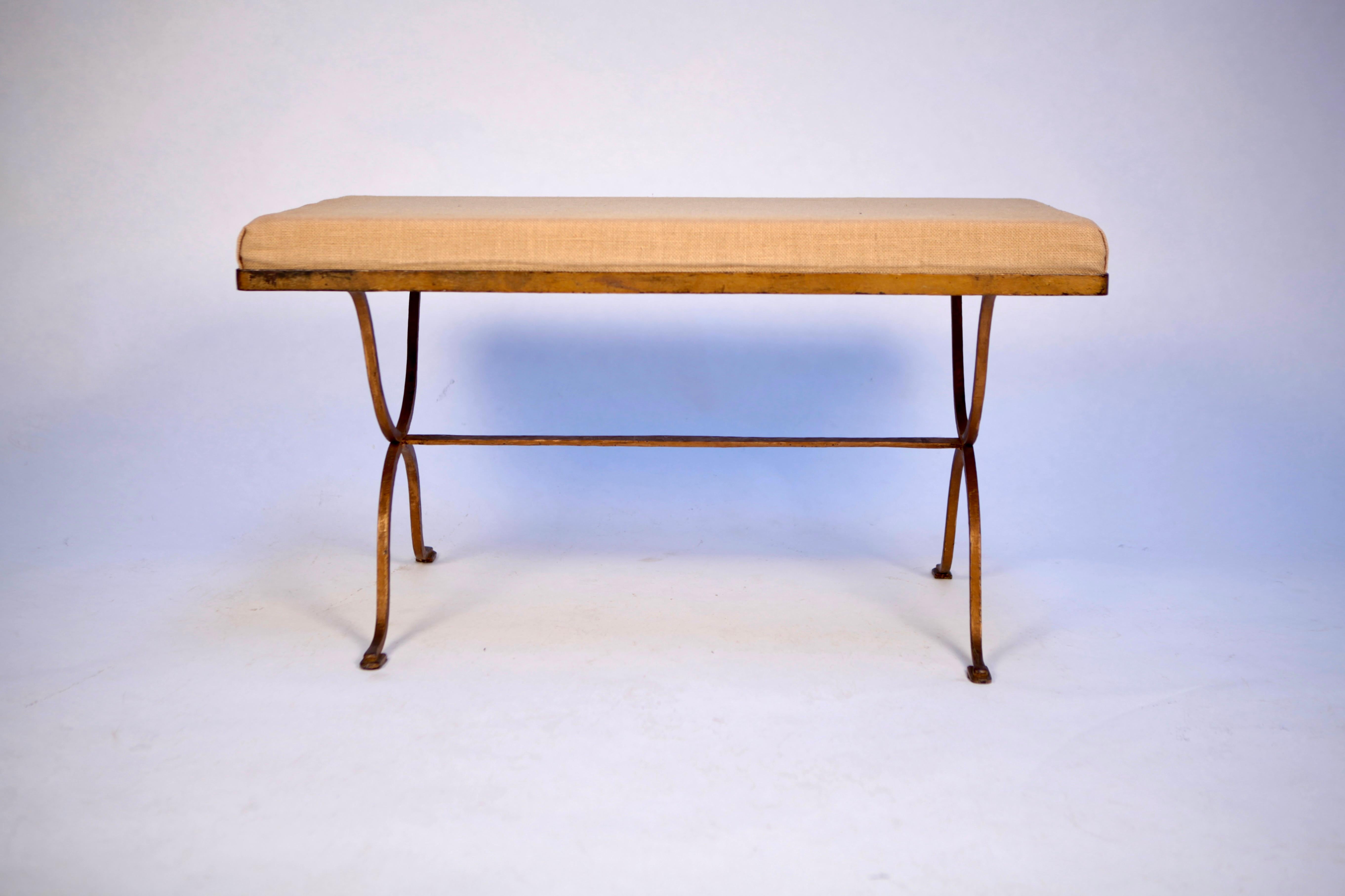Mid-Century Modern Spanish Gilded Iron Bench or Coffee-Table, 1950s