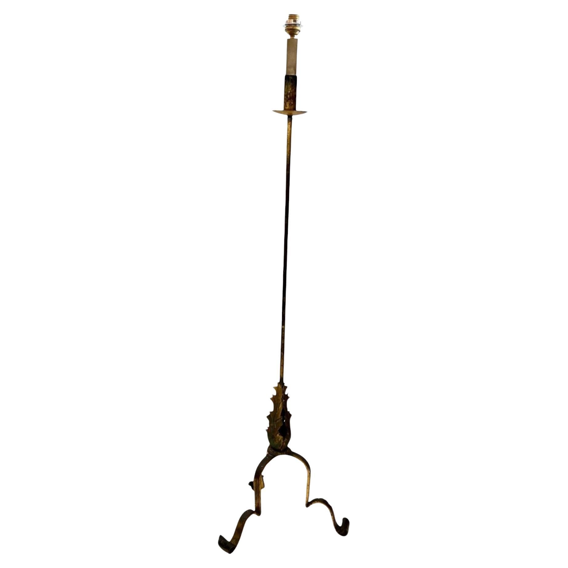 Spanish Gilded Iron Floor Lamp For Sale