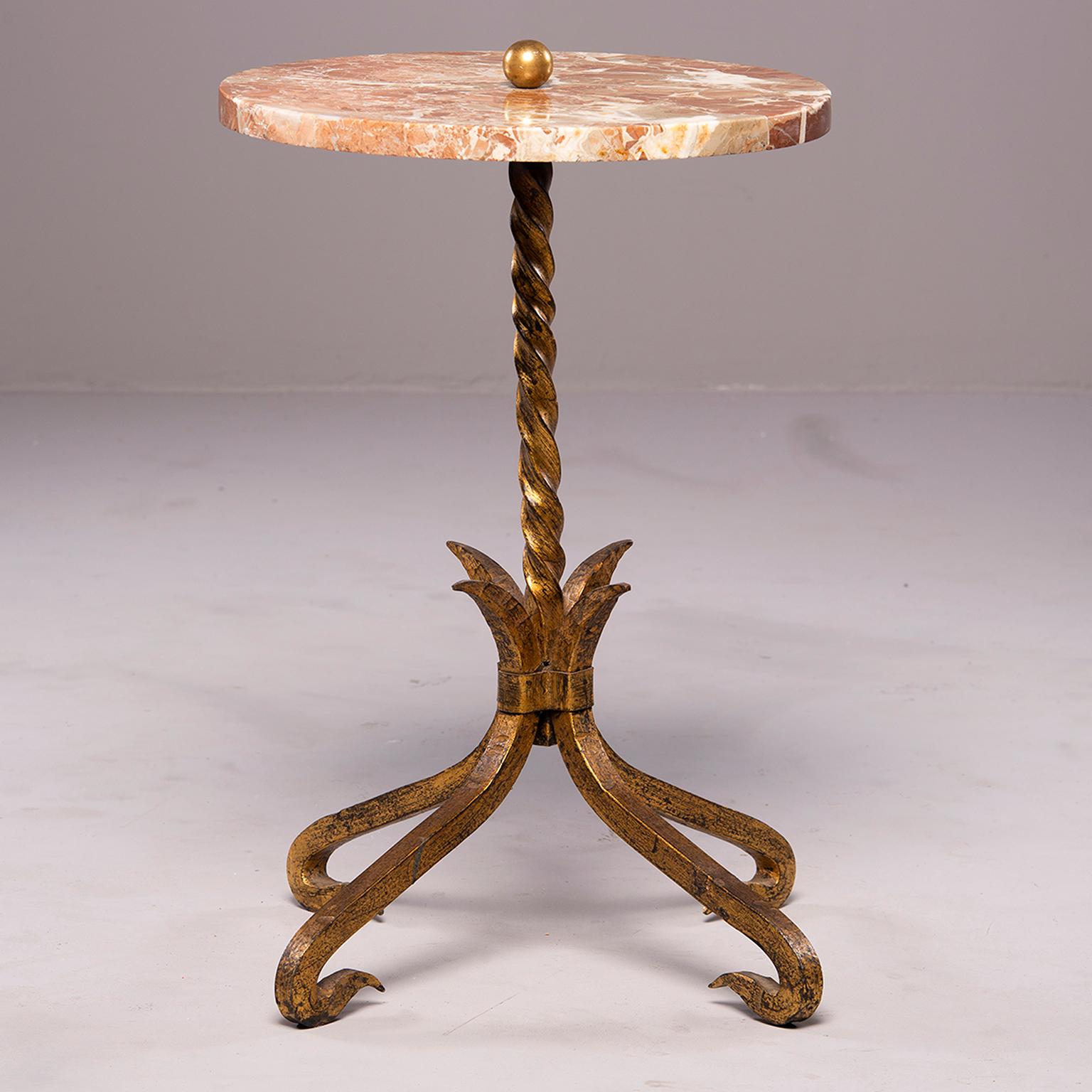 Spanish Gilt Iron and Marble Side Table In Good Condition In Troy, MI