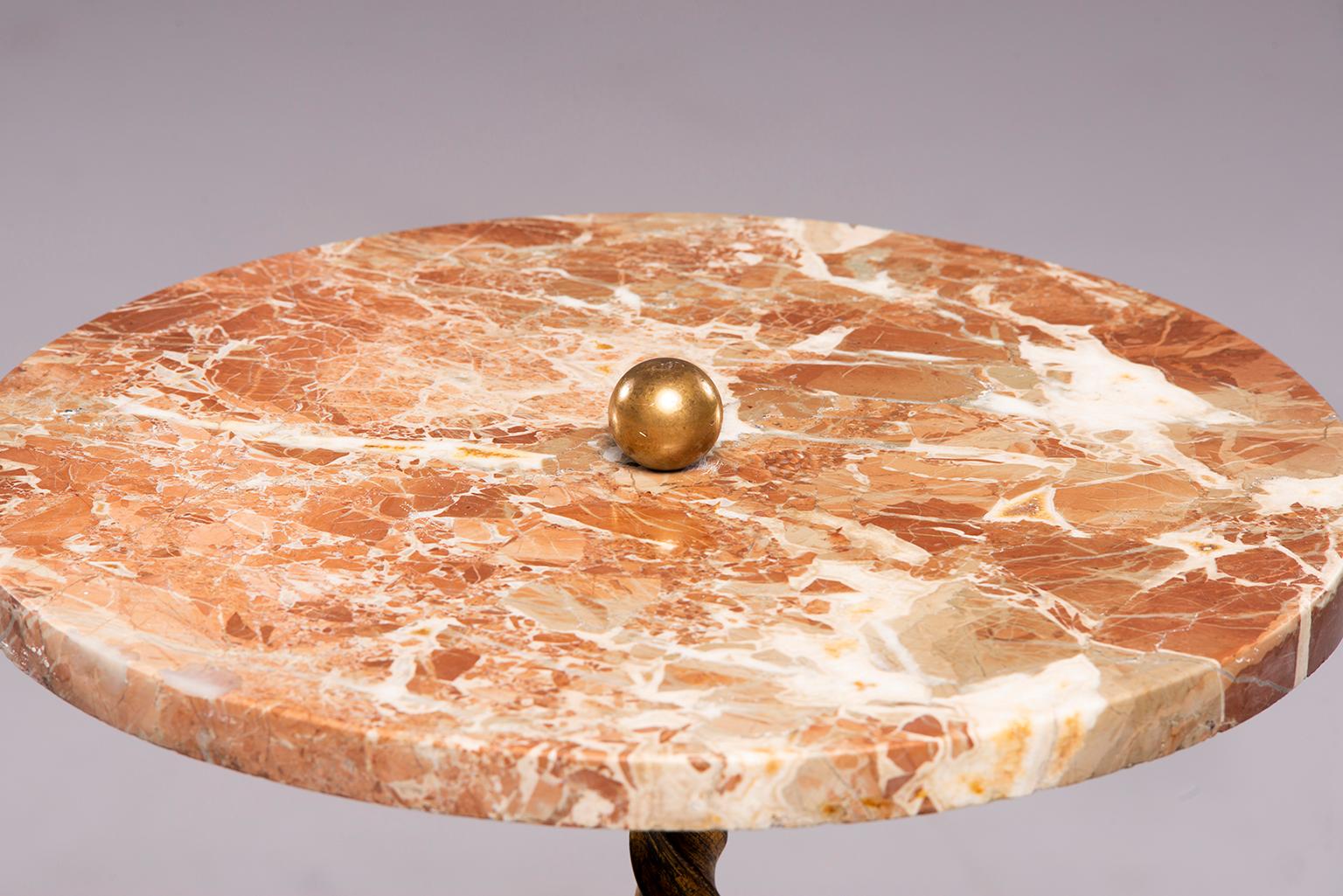 Spanish Gilt Iron and Marble Side Table 1