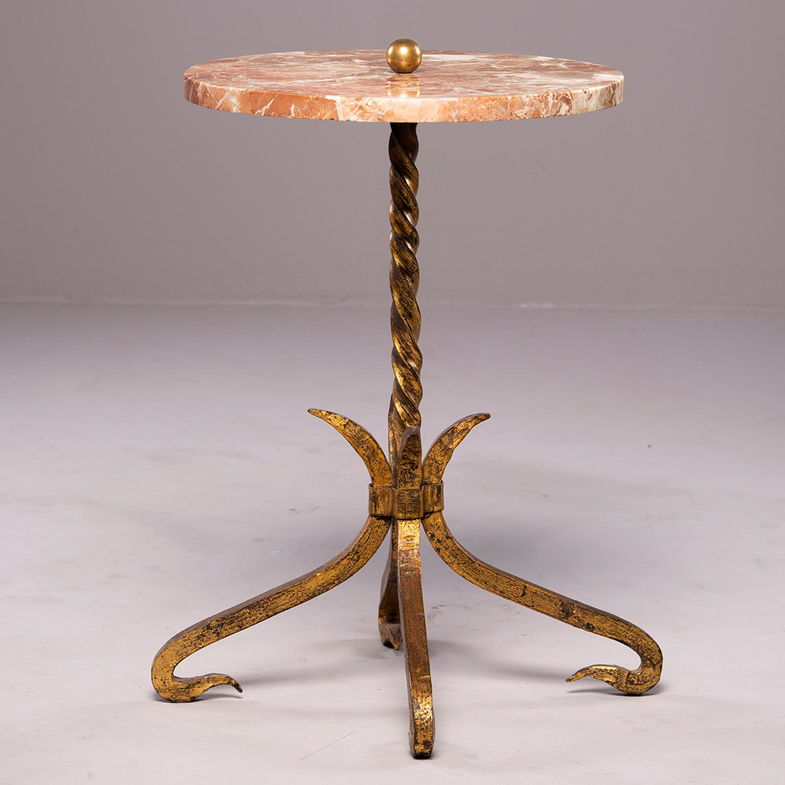 Spanish Gilt Iron and Marble Side Table 2