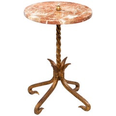 Spanish Gilt Iron and Marble Side Table
