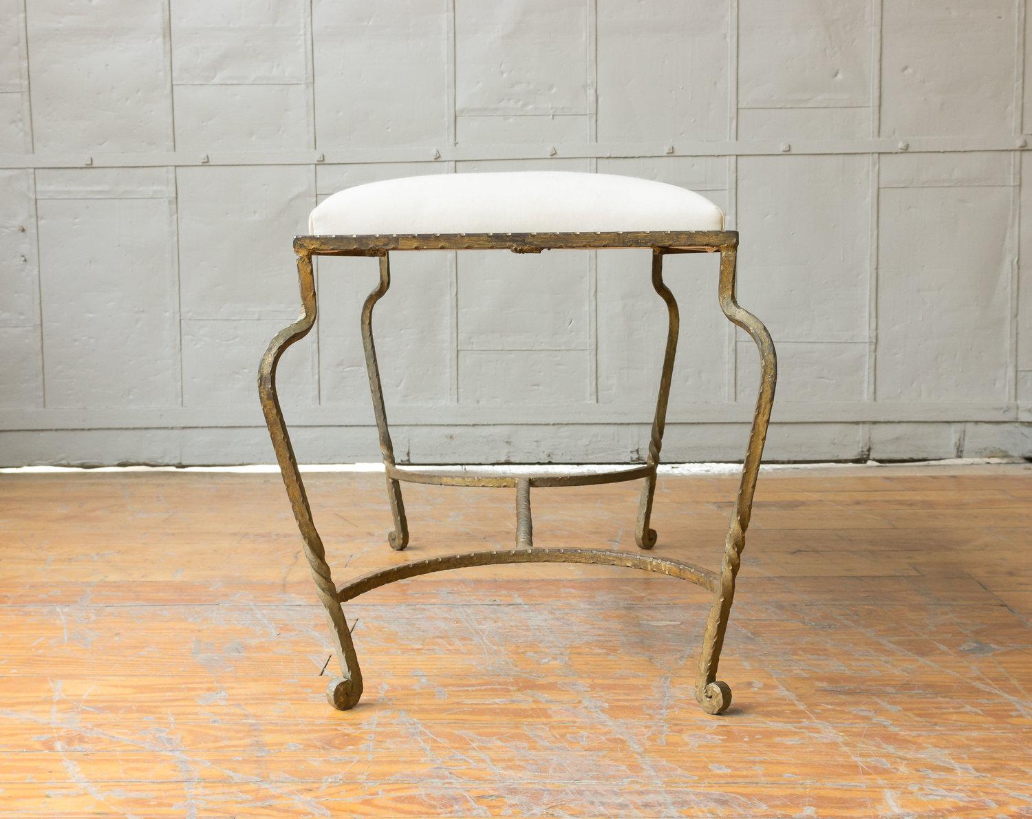 Mid-20th Century Spanish Gilt Iron Bench