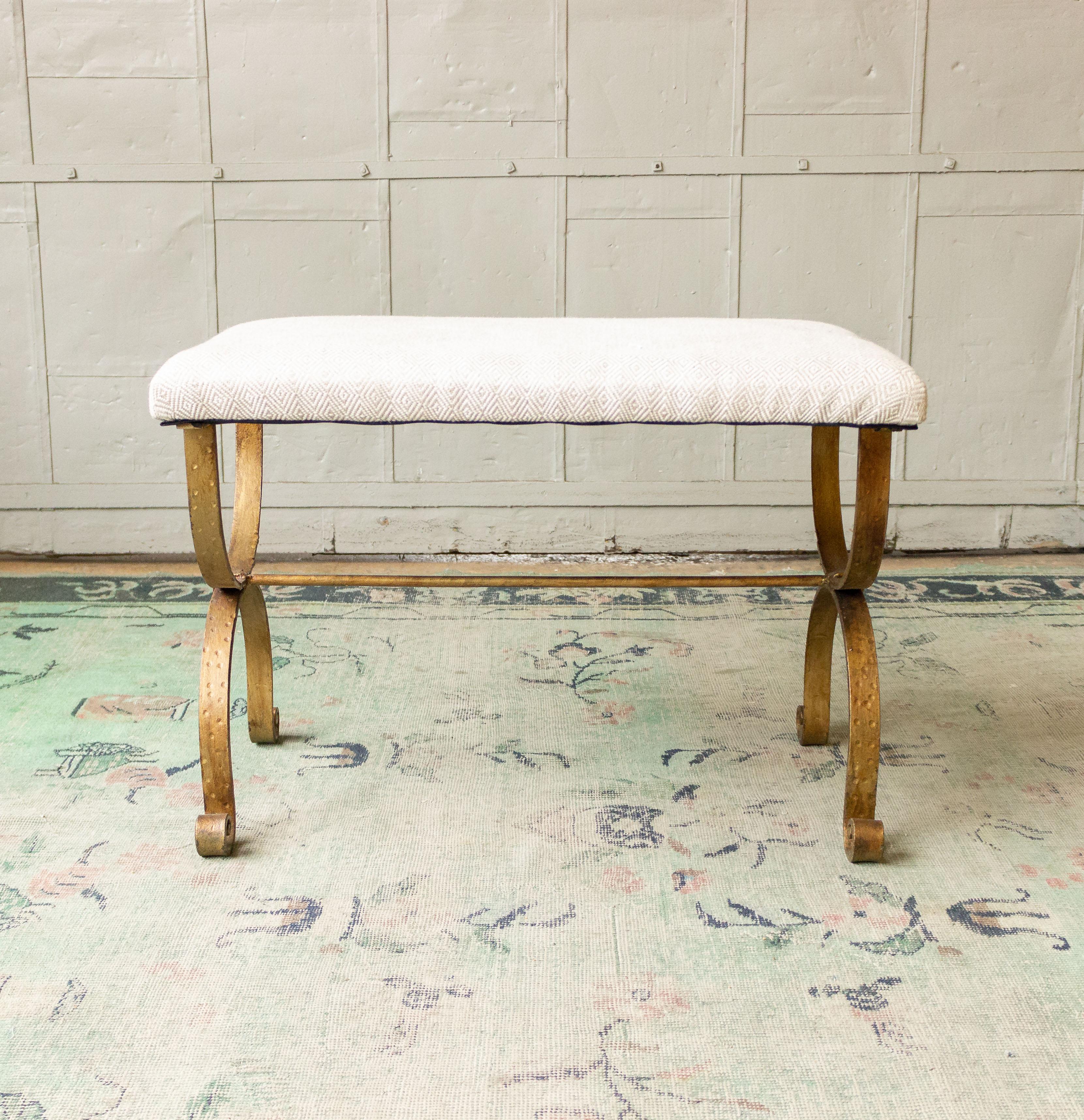 Spanish Gilt Iron Bench in Muslin 3