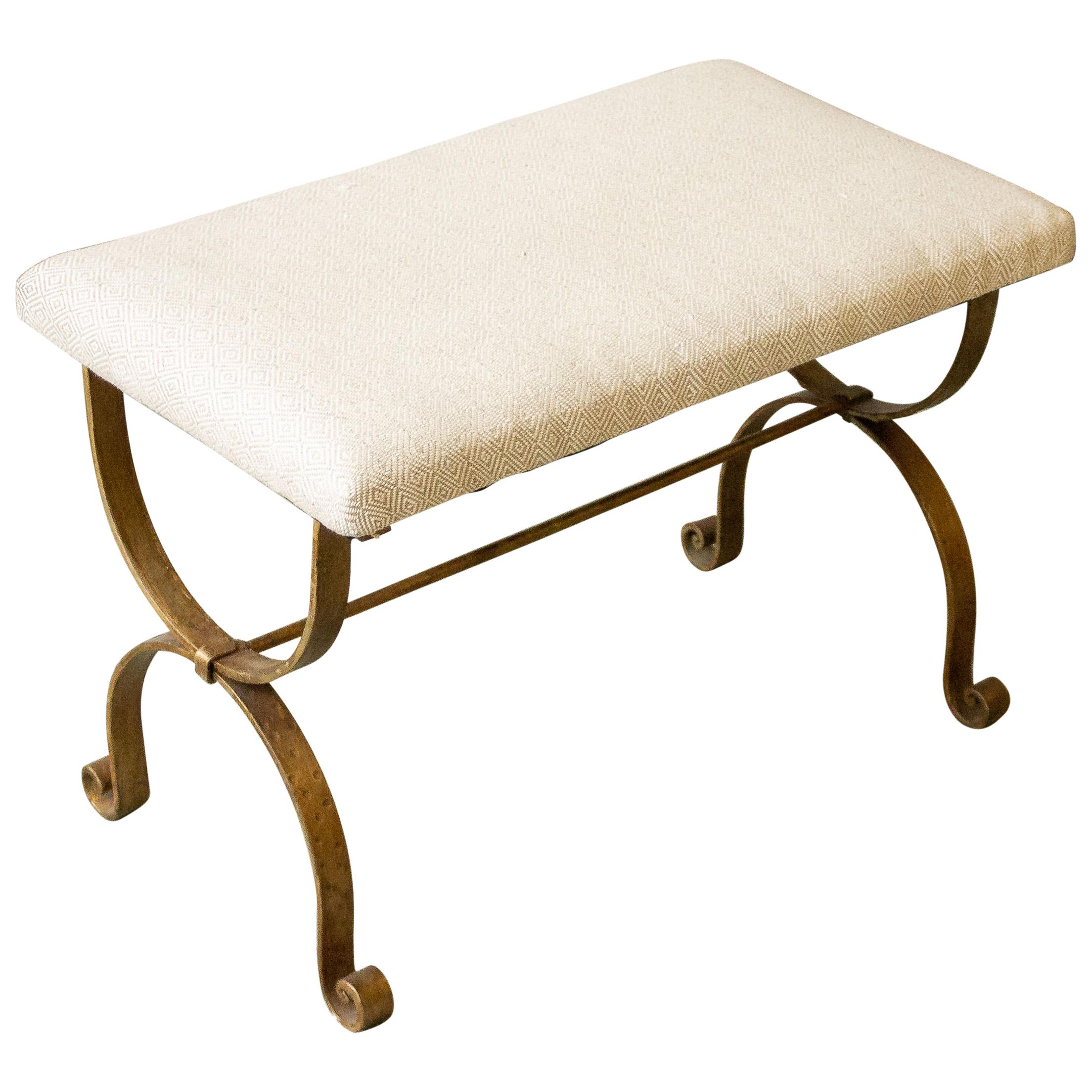 Spanish Gilt Iron Bench in Muslin