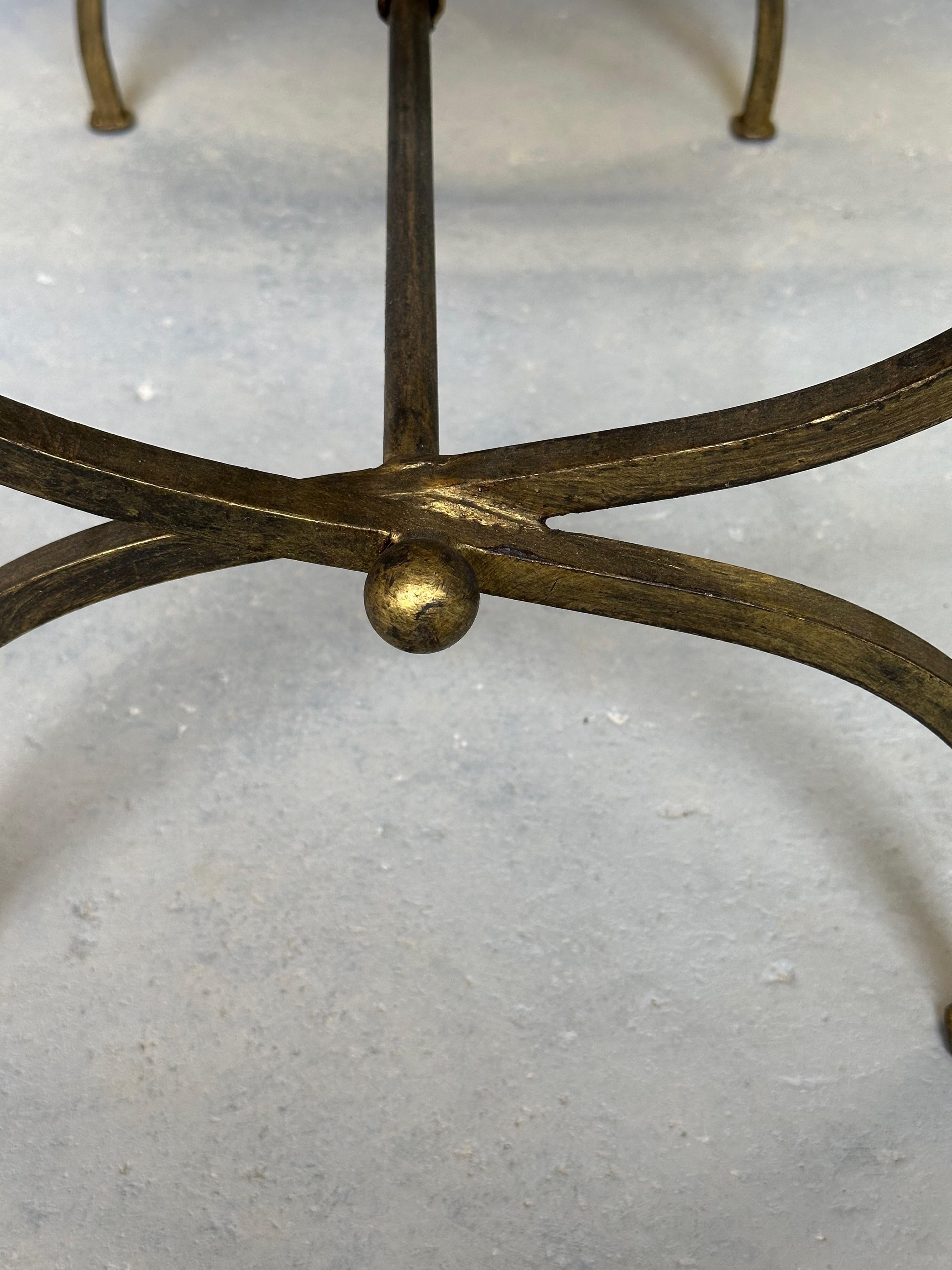 Contemporary Spanish Gilt Iron Bench in Muslin For Sale