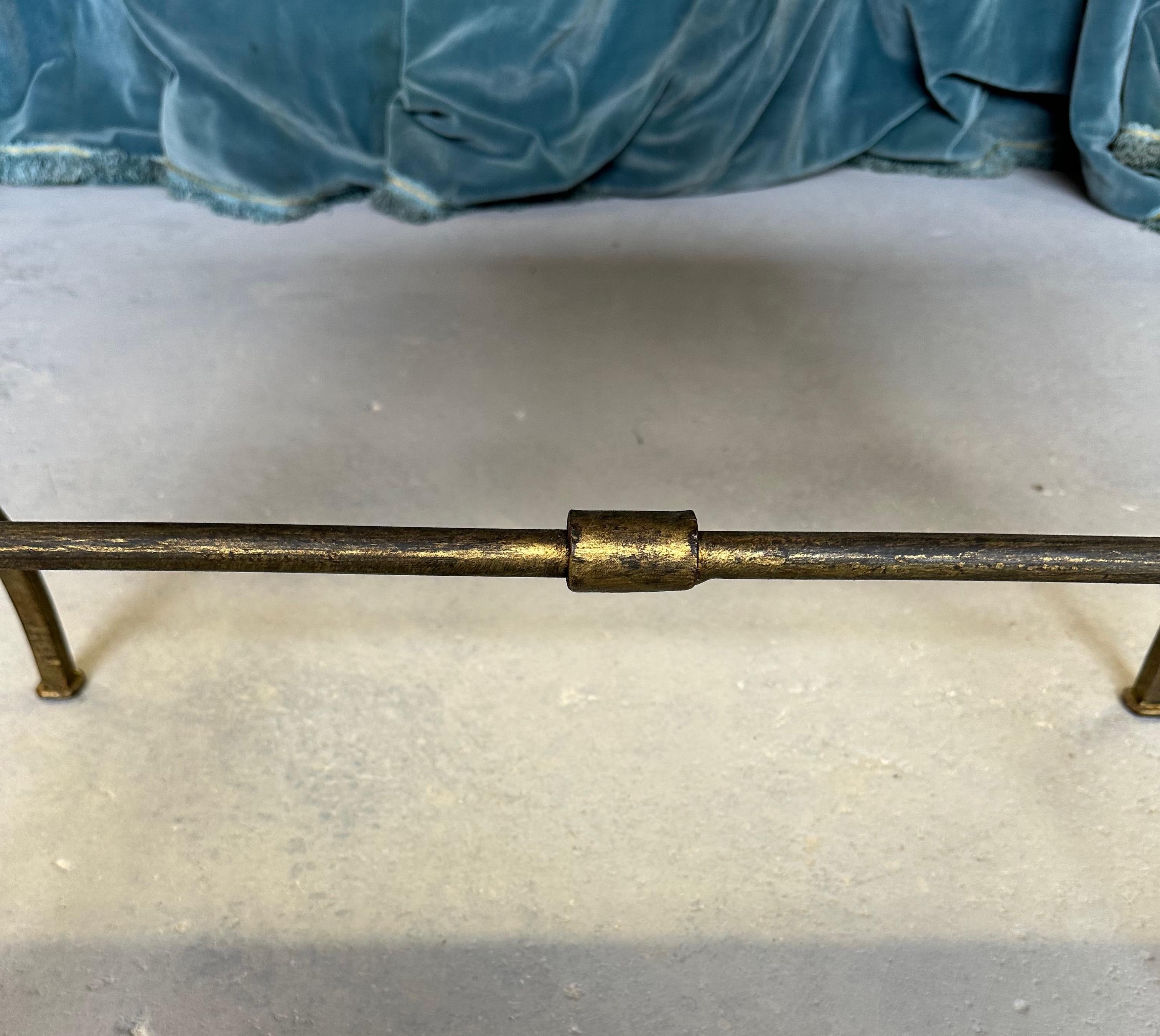 Spanish Gilt Iron Bench in Muslin For Sale 4