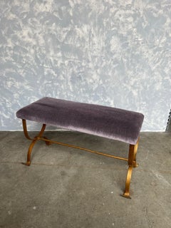 Spanish Gilt Iron Bench in Purple Velvet