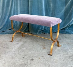 Spanish Gilt Iron Bench in Purple Velvet