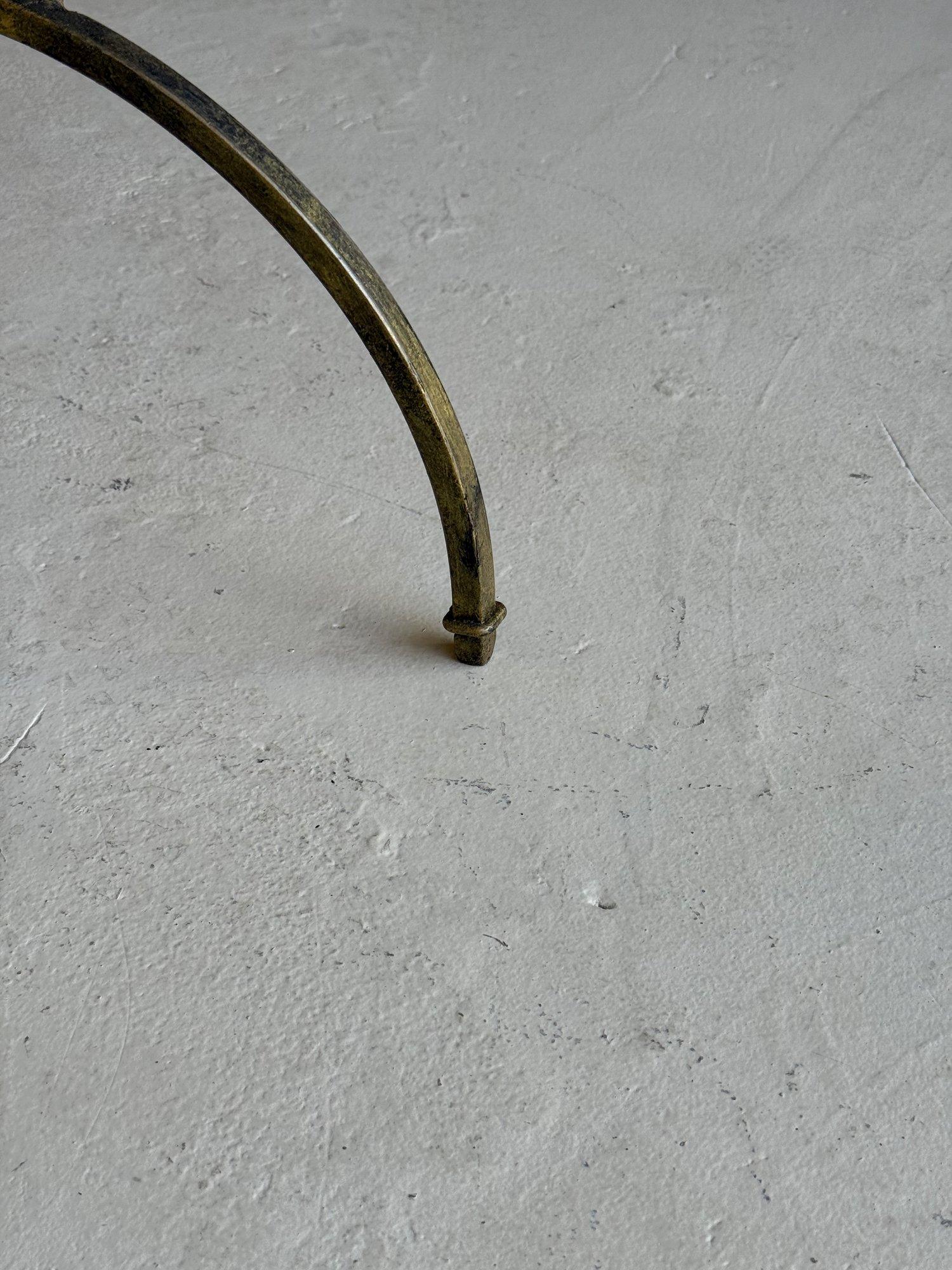 Spanish Gilt Iron Bench with Decorative Stretcher For Sale 3