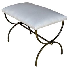 Spanish Gilt Iron Bench with Decorative Stretcher