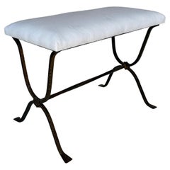Spanish Gilt Iron Bench with Hammered Frame