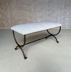 Banco Español de Hierro Dorado con Pies Deslizados