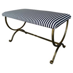 Used Spanish Gilt Iron Bench with Scrolled Feet