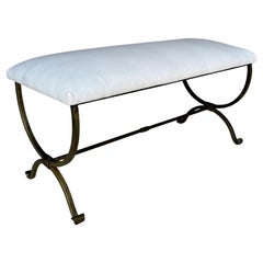 Spanish Gilt Iron Bench with Scrolled Feet