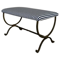 Spanish Gilt Iron Bench with Scrolled Feet