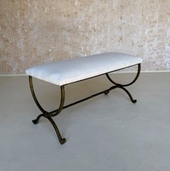Spanish Gilt Iron Bench with Scrolled Feet in Muslin