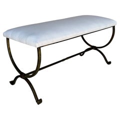 Spanish Gilt Iron Bench with Scrolled Feet in Muslin