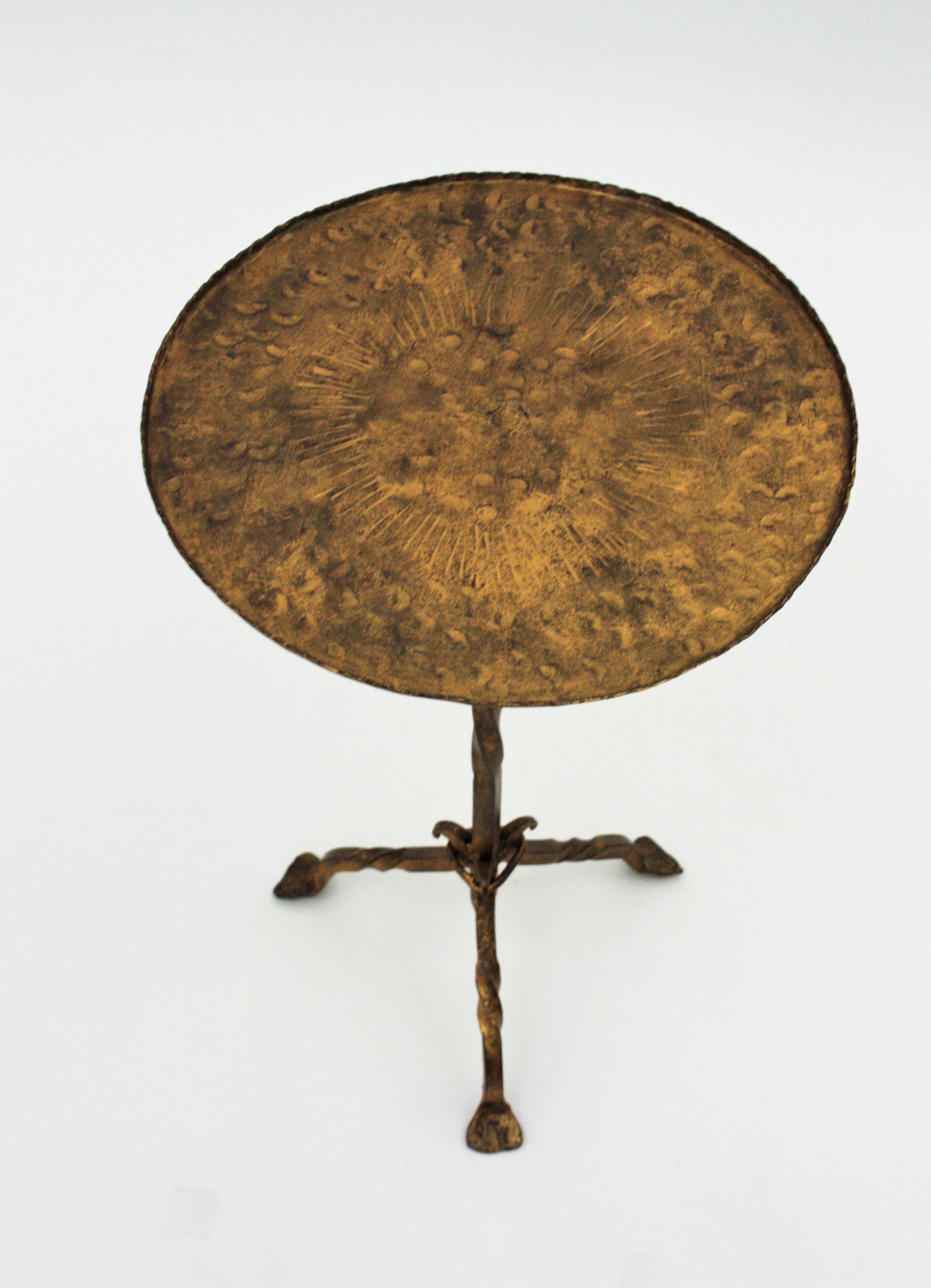 Spanish Gilt Iron Drinks Table Guéridon, End or Side Table, 1940s 7