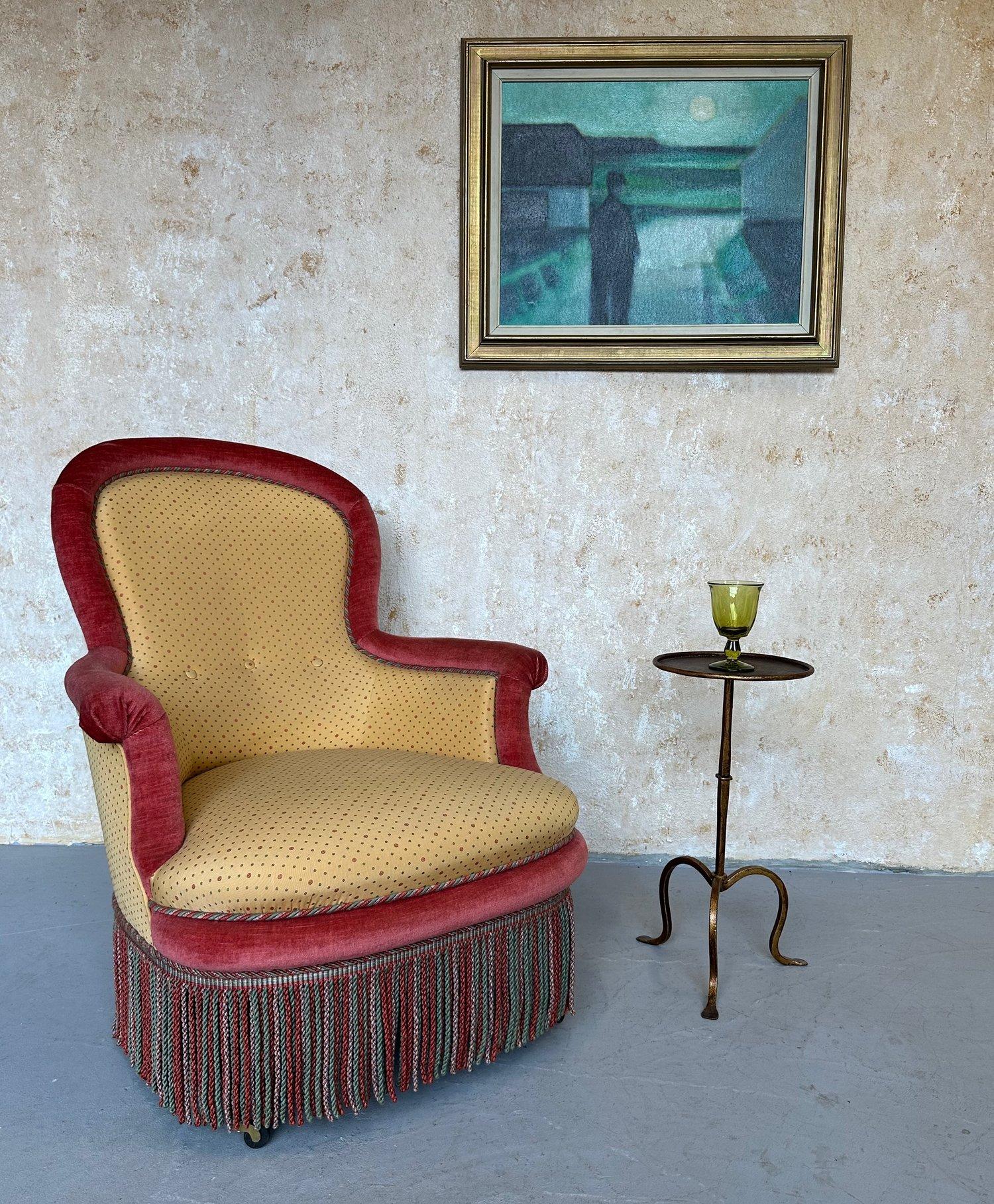 Mid-Century Modern Spanish Gilt Iron Drinks Table on a Raised Tripod Base