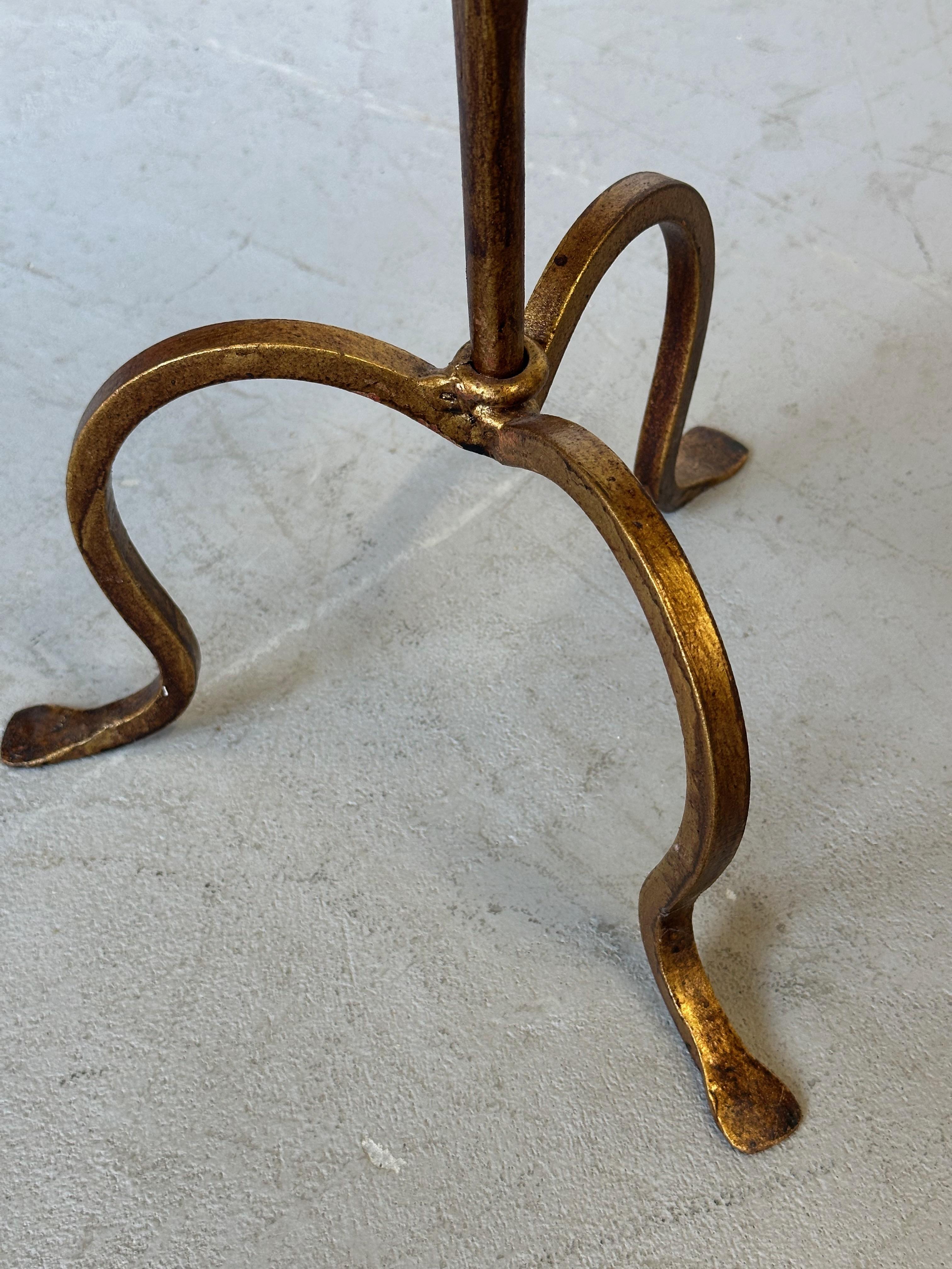Spanish Gilt Iron Drinks Table on a Raised Tripod Base In Good Condition In Buchanan, NY