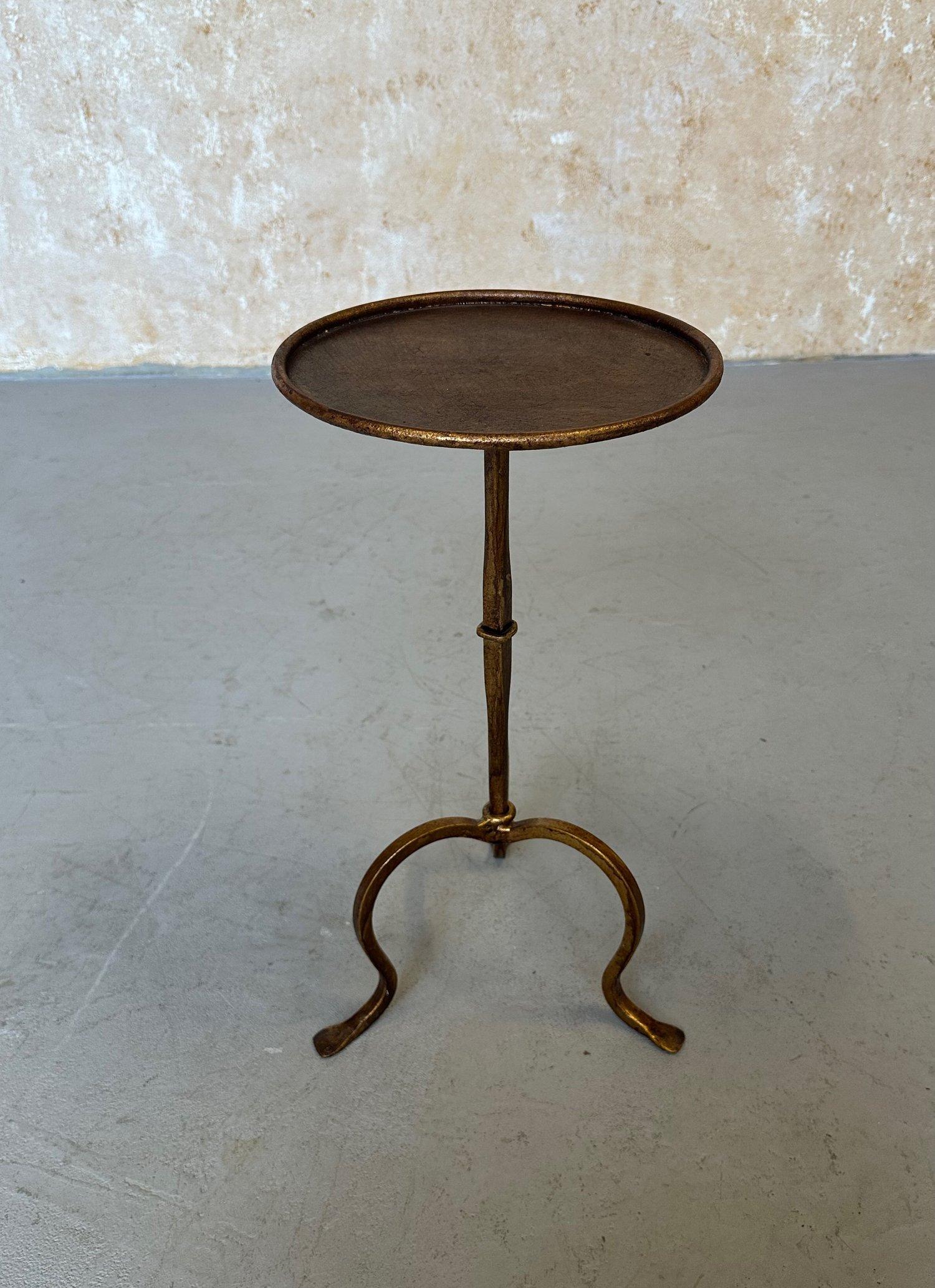 Mid-20th Century Spanish Gilt Iron Drinks Table on a Raised Tripod Base