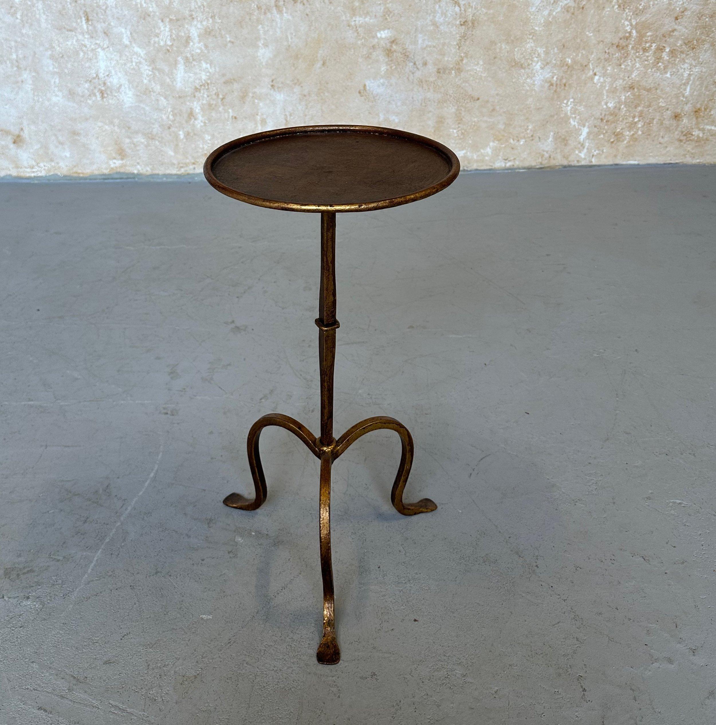 Spanish Gilt Iron Drinks Table on a Raised Tripod Base 1