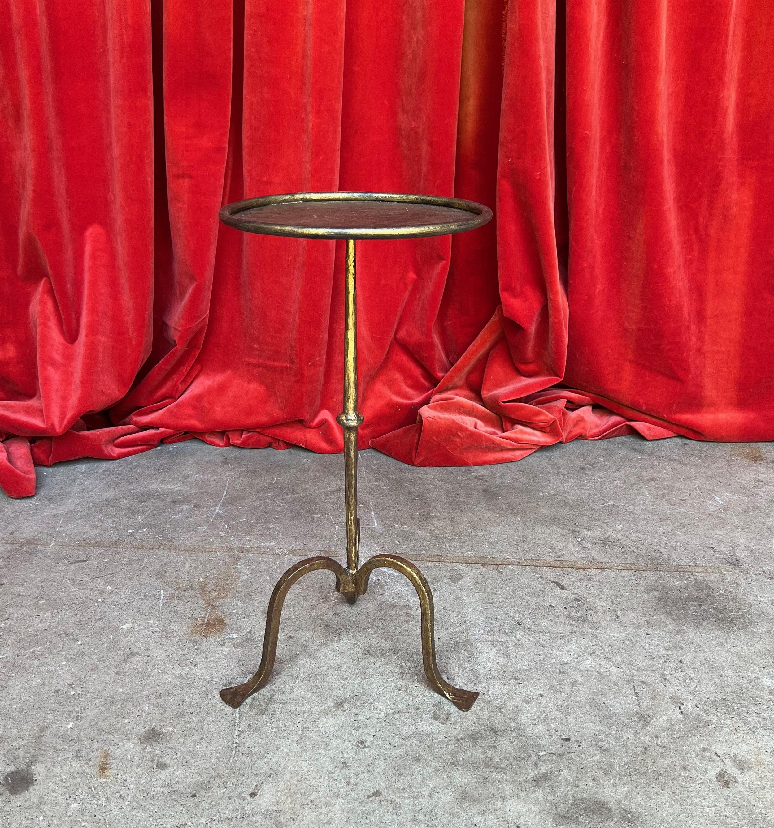 Spanish Gilt Iron Drinks Table on a Tripod Base In Good Condition In Buchanan, NY