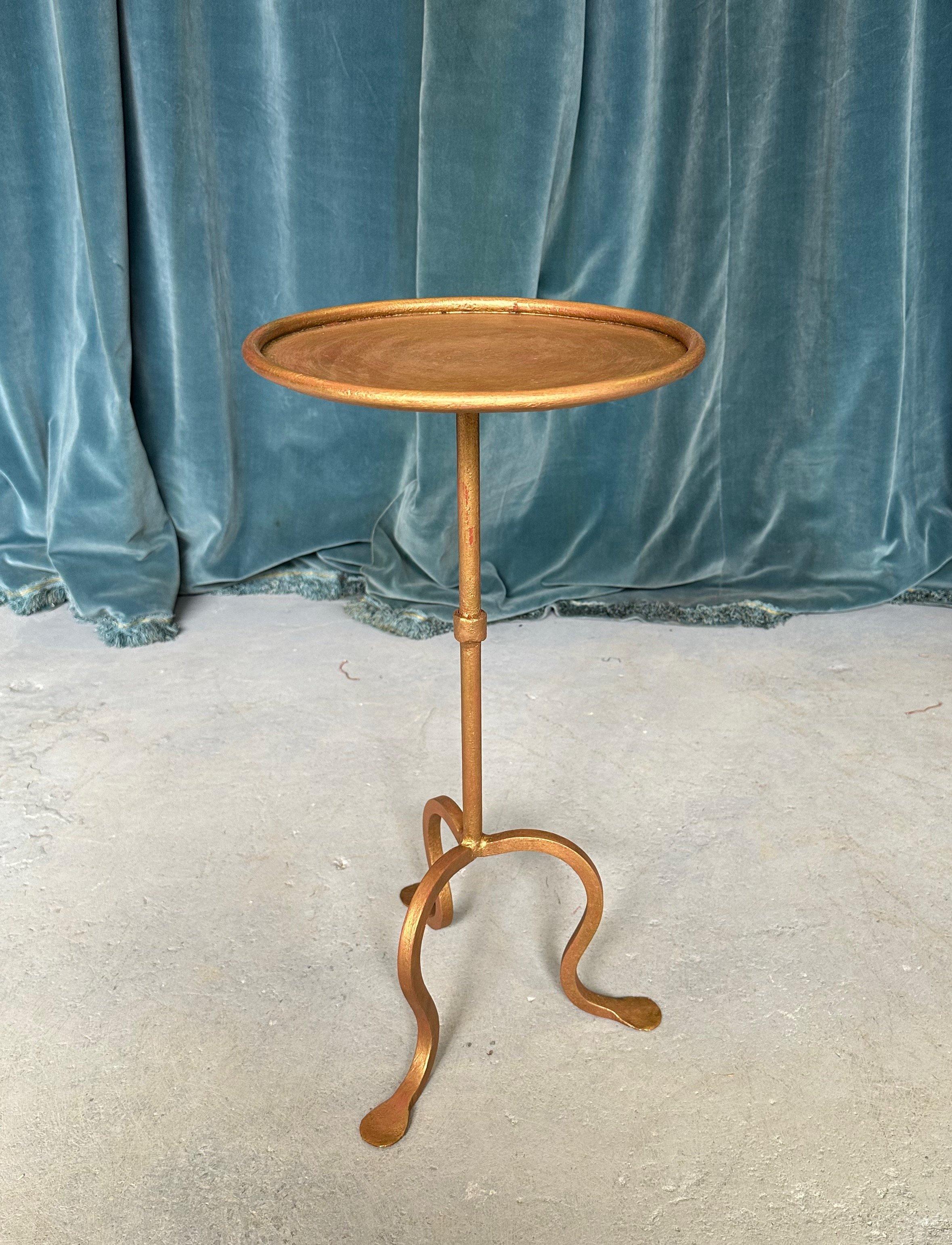 Spanish Gilt Iron Drinks Table on a Tripod Base In Good Condition For Sale In Buchanan, NY