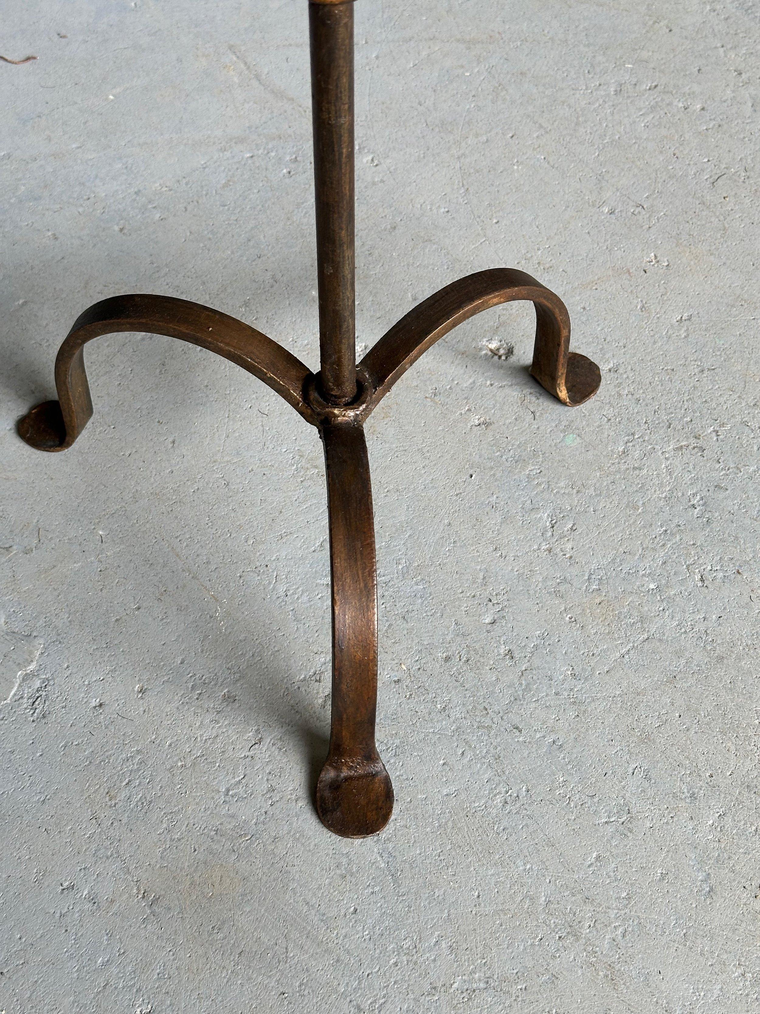 Contemporary Spanish Gilt Iron Drinks Table on a Tripod Base For Sale