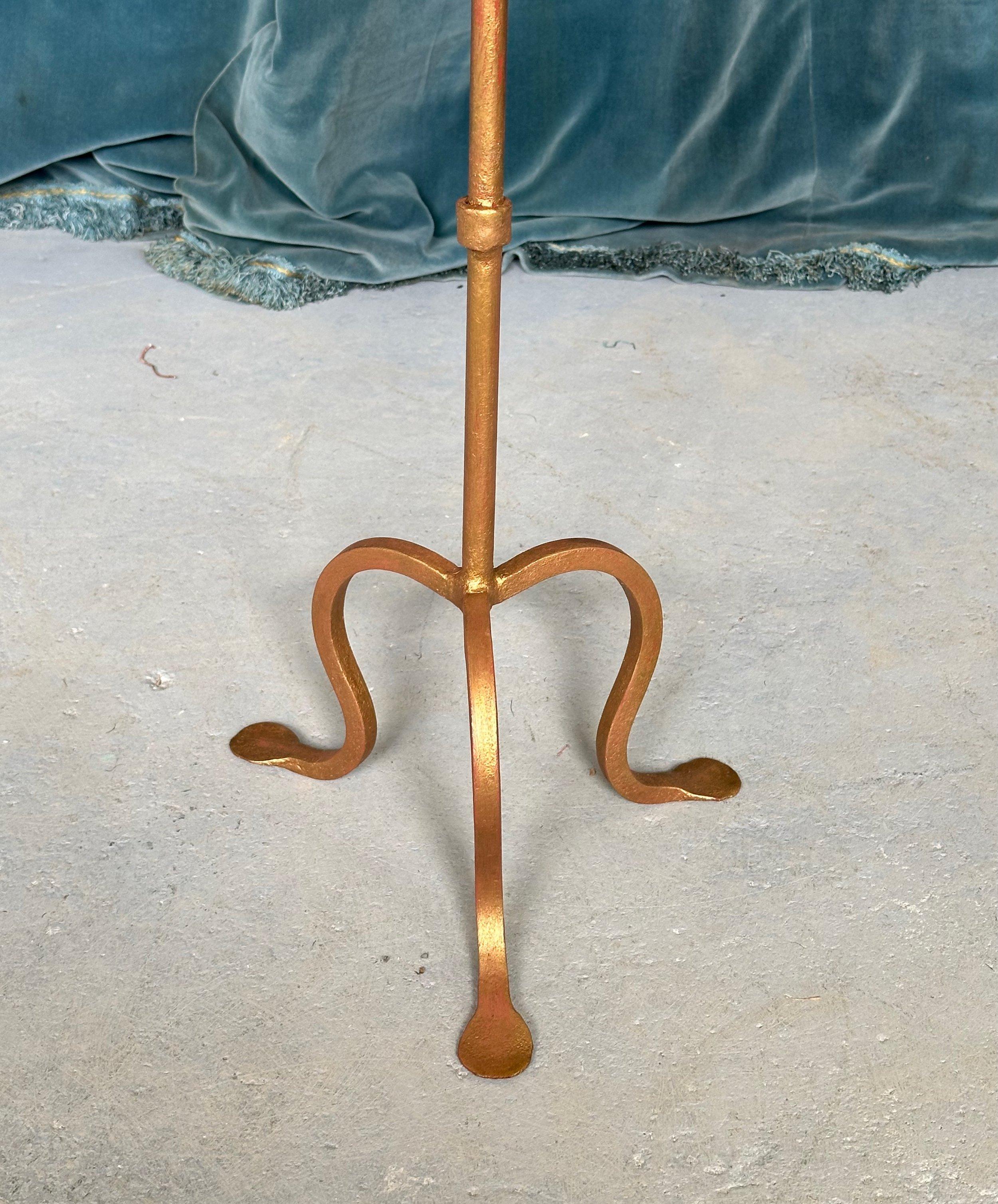 Contemporary Spanish Gilt Iron Drinks Table on a Tripod Base For Sale