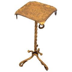 Spanish Gilt Iron Drinks Table or Square End Table, 1950s