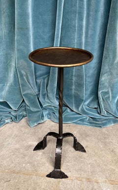 Spanish Gilt Iron Drinks Table with Black Tripod Base