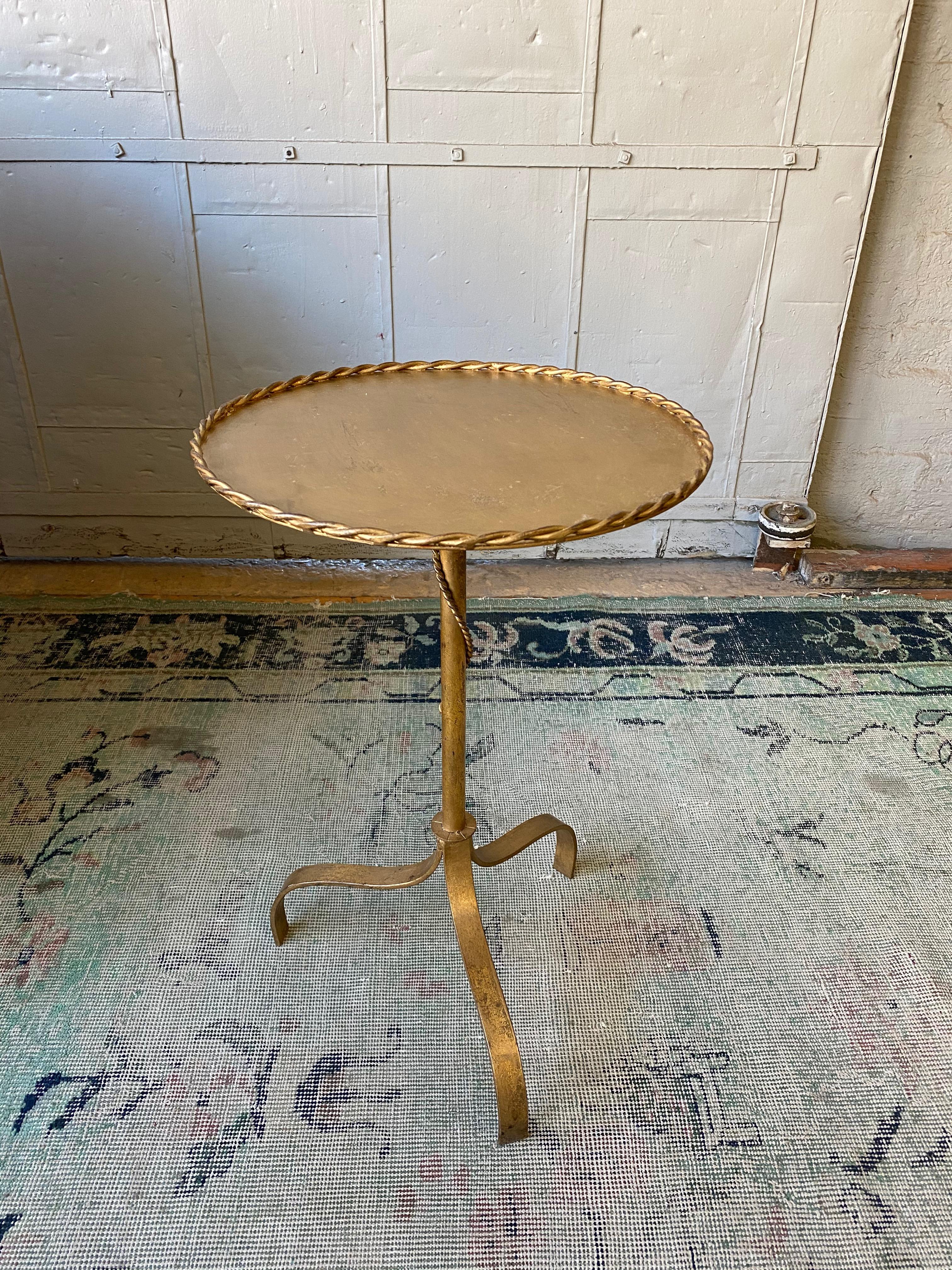 Spanish Gilt Iron Drinks Table with Braided Rope Detail For Sale 6