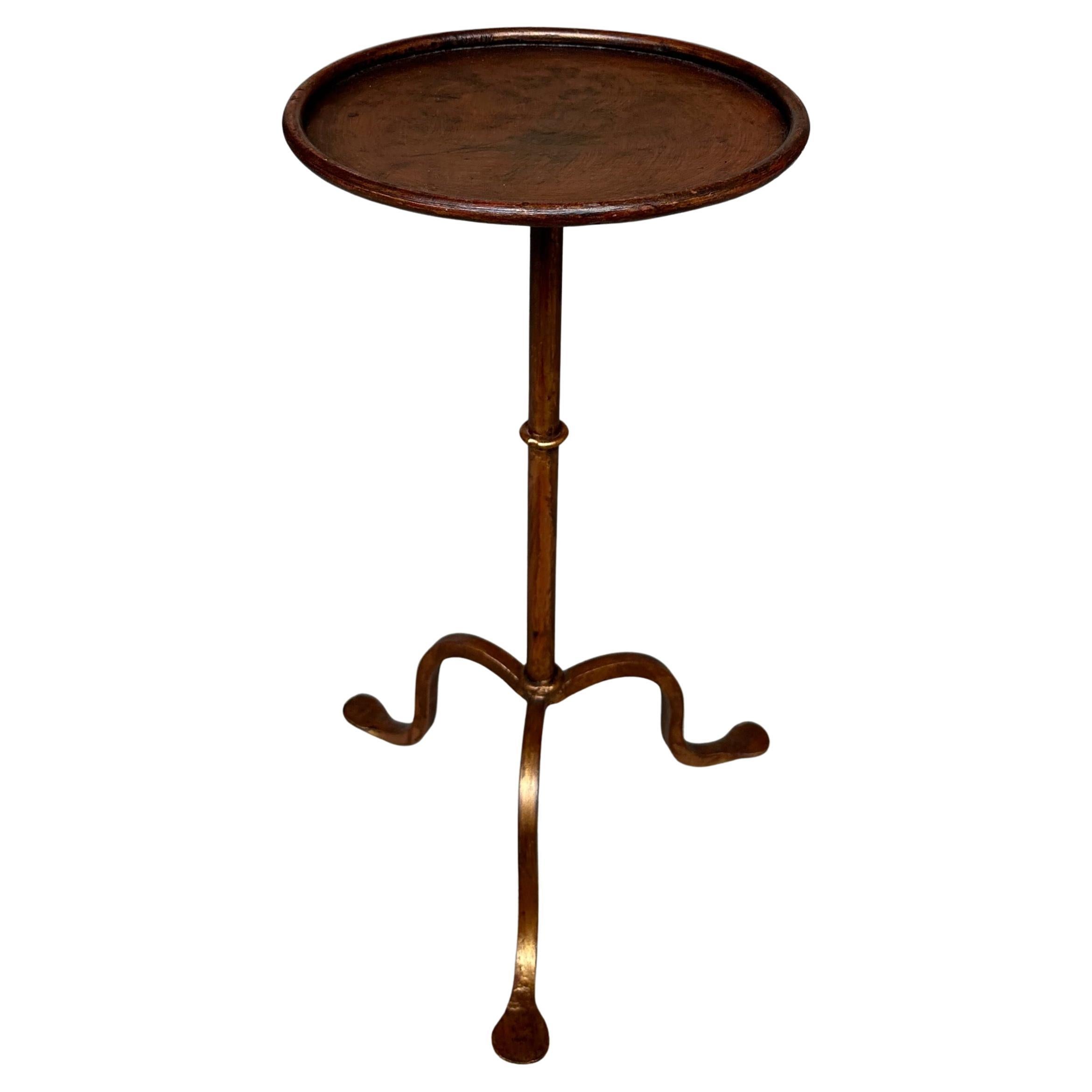Spanish Gilt Iron Drinks Table with Curved Tripod Base