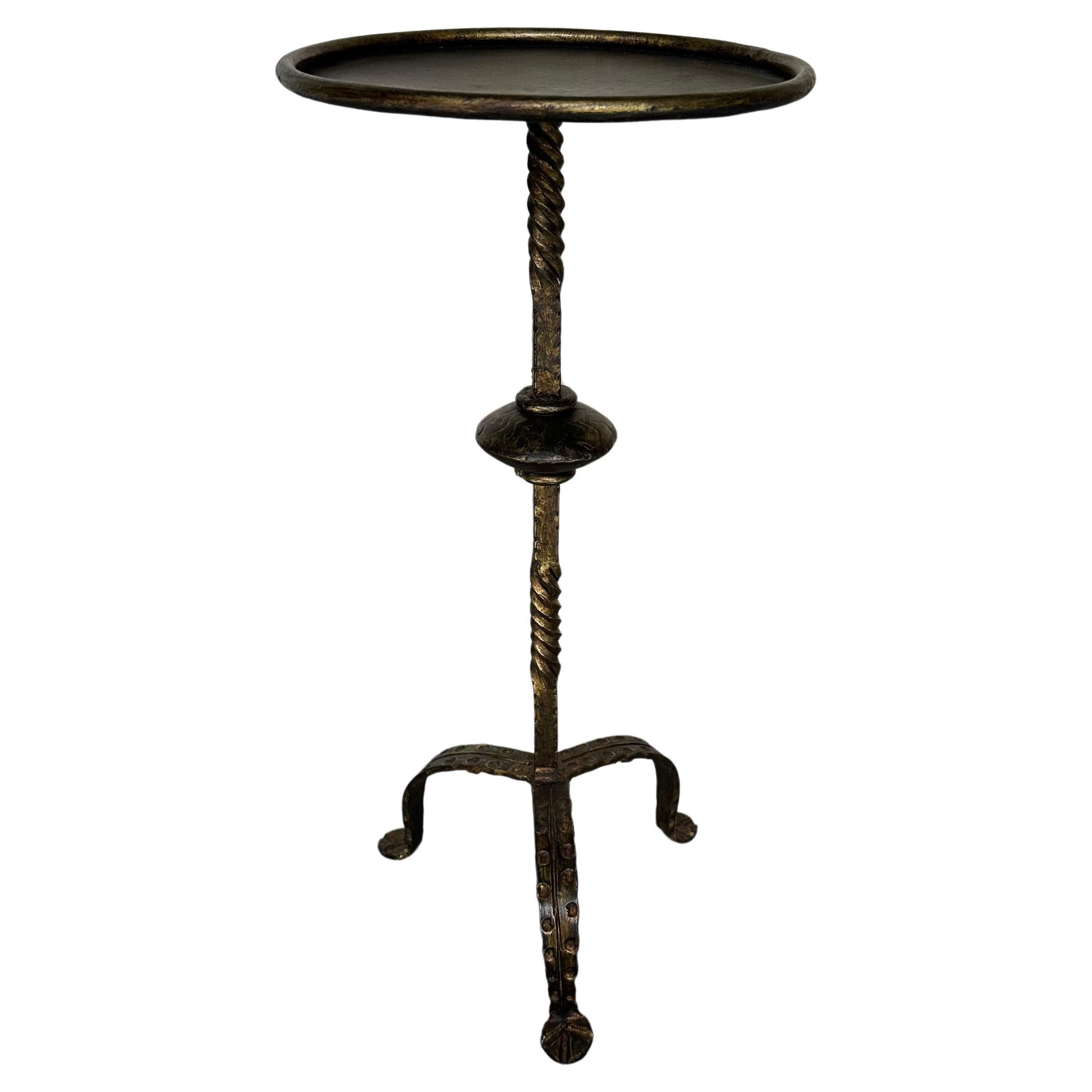 Spanish Gilt Iron Drinks Table with Decorative Stem For Sale