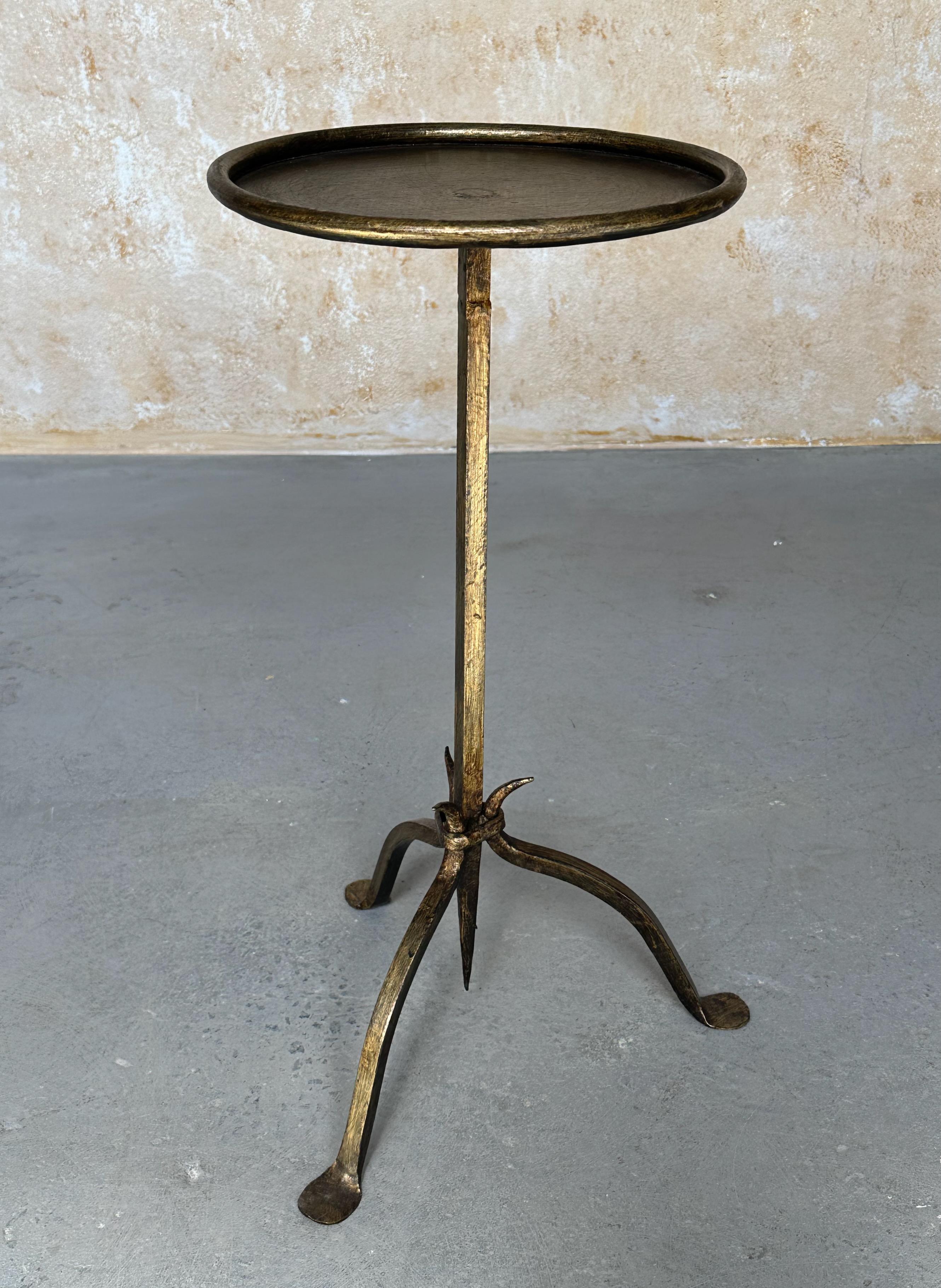 Mid-Century Modern Spanish Gilt Iron Drinks Table with Gold Patina For Sale