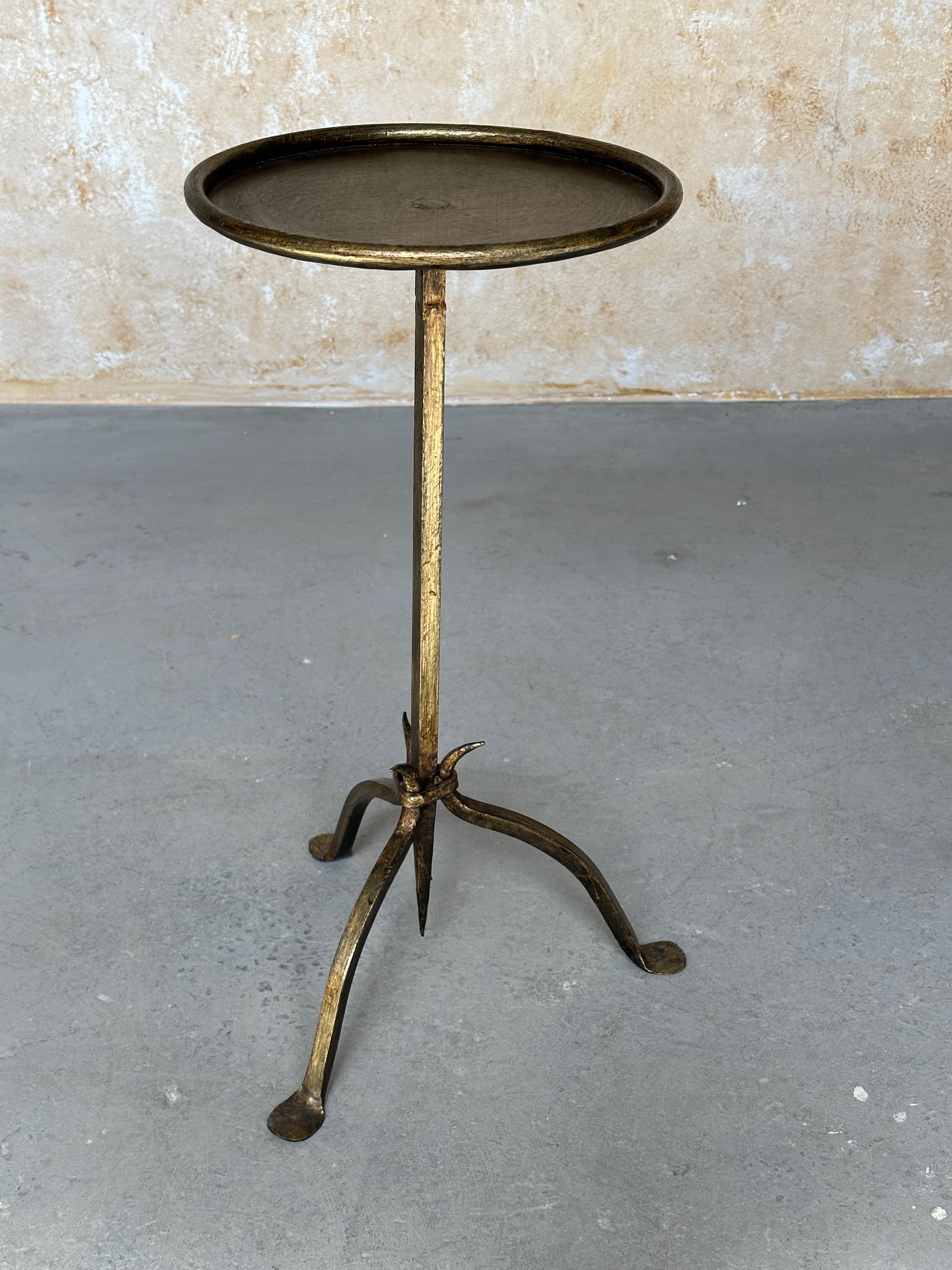 Metal Spanish Gilt Iron Drinks Table with Gold Patina For Sale