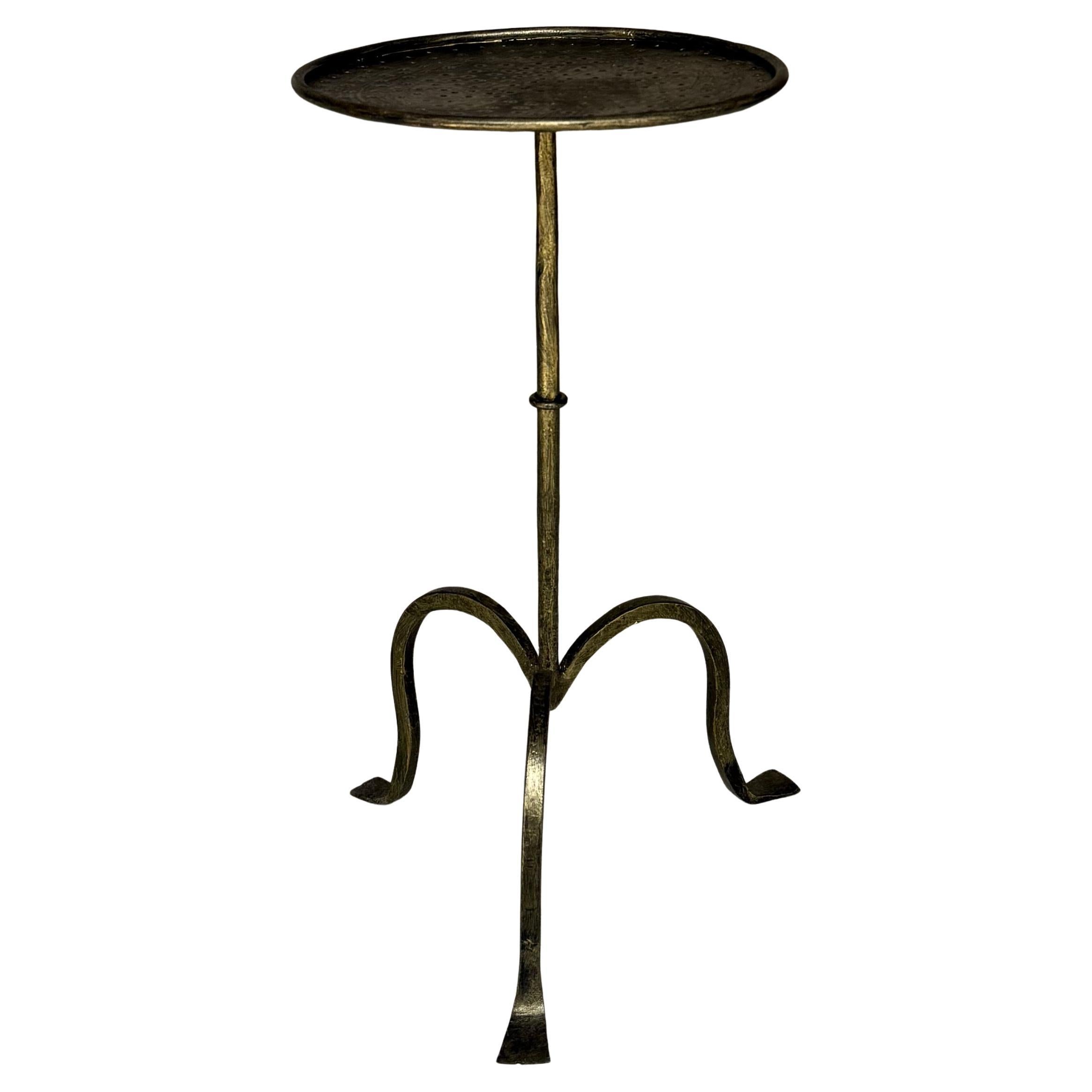 Spanish Gilt Iron Drinks Table with Hammered Top For Sale