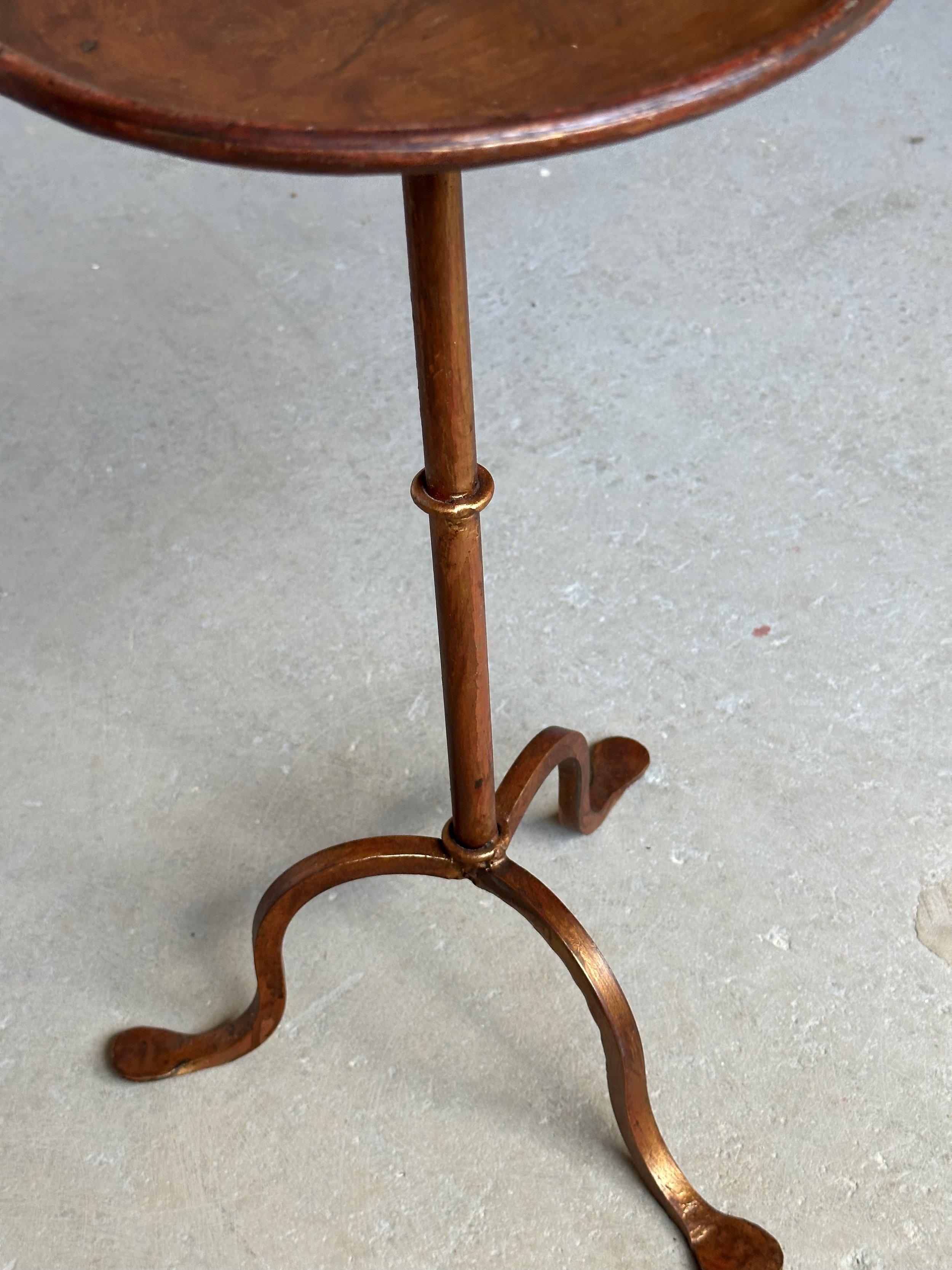 Contemporary Spanish Gilt Iron Drinks Table with Tripod Base For Sale