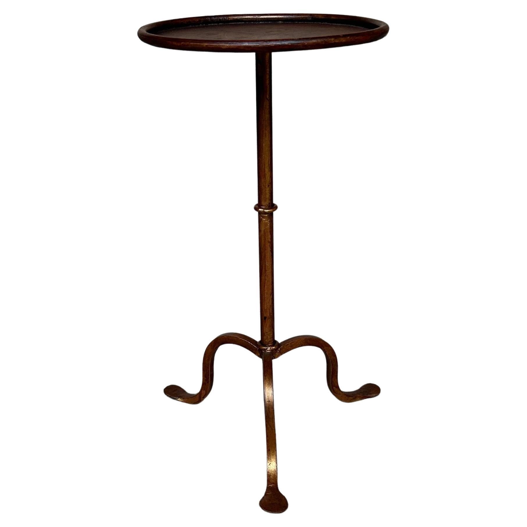 Spanish Gilt Iron Drinks Table with Tripod Base For Sale